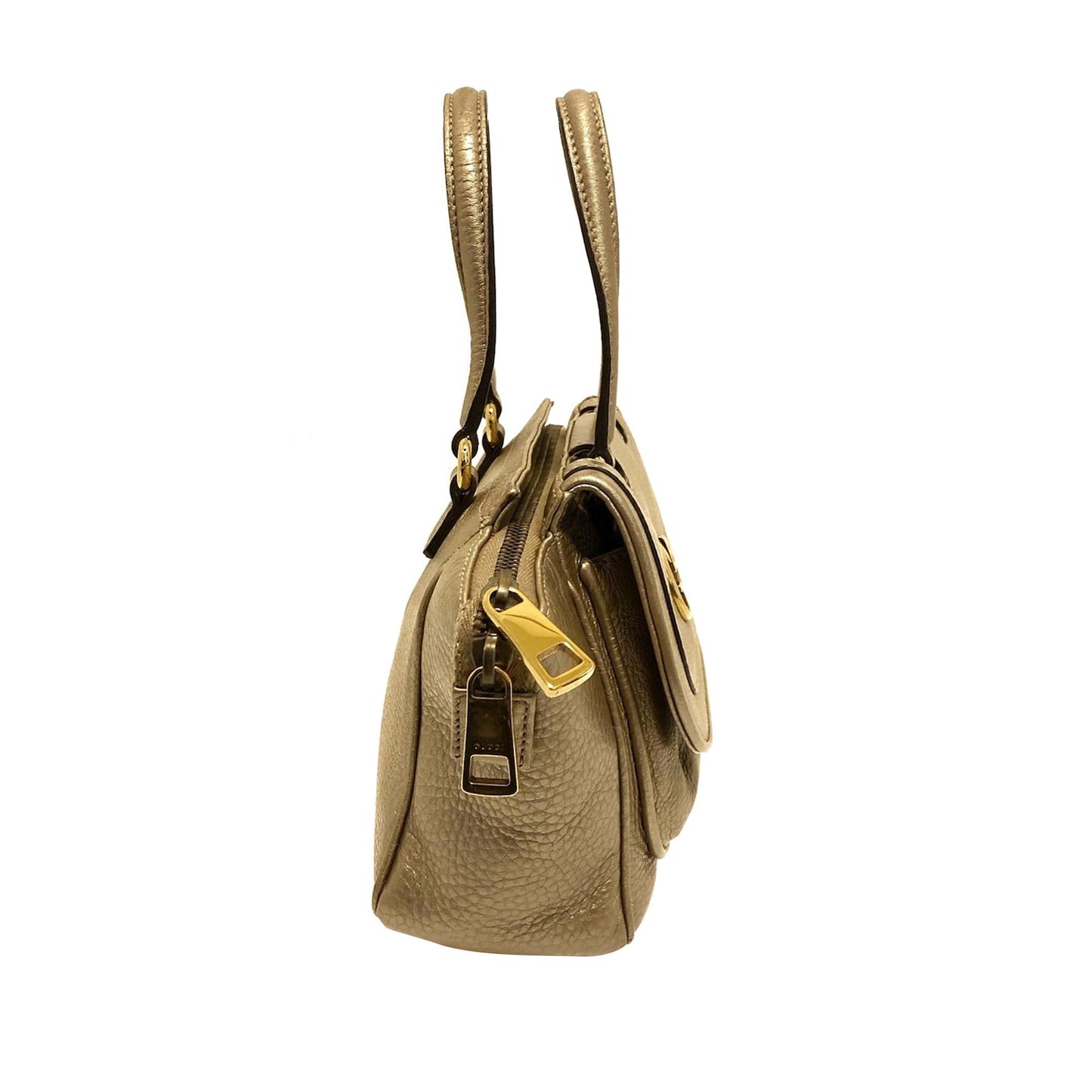 Gucci SHG-xKgunJ Calf Gold Satchel Bag