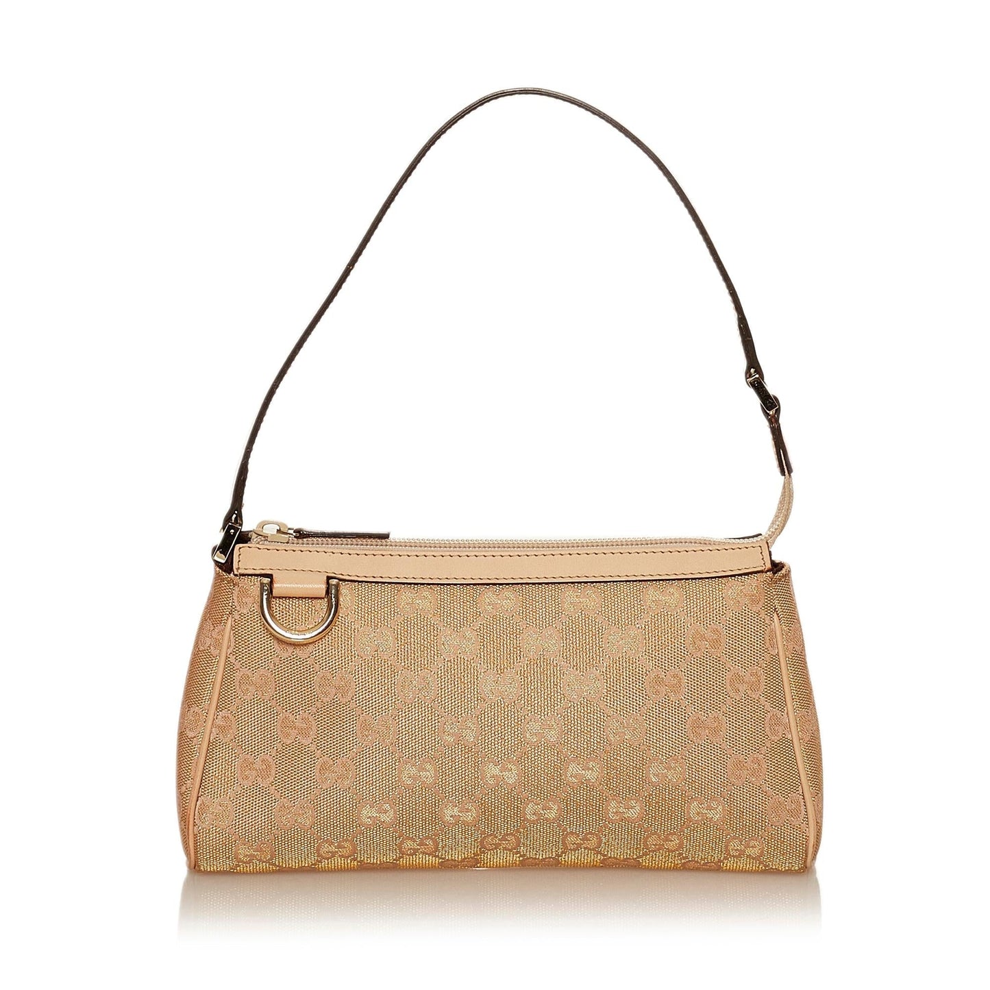 Gucci Abbey GG Baguette SHG Canvas Calf White Brown Handbag Baguette Shg