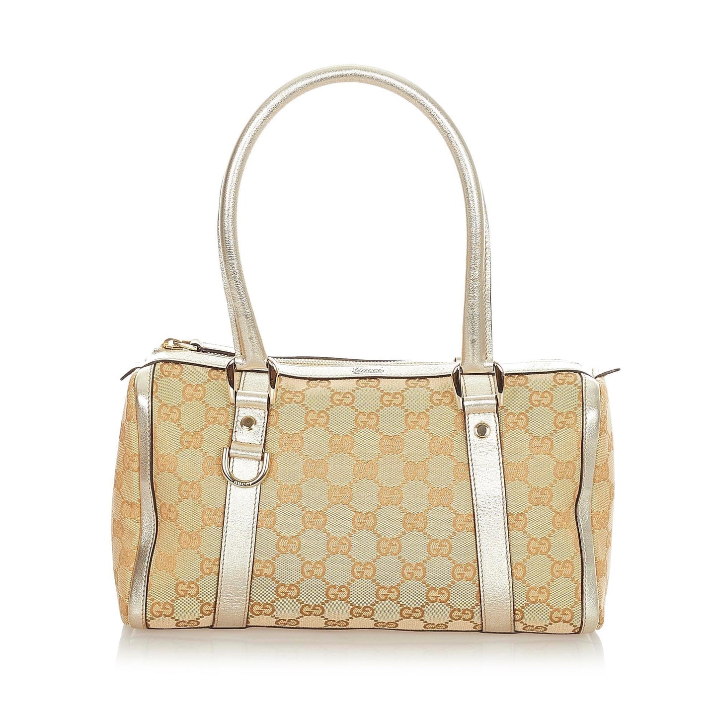 Gucci Abbey GG Boston SHG Canvas White Brown Satchel Bag