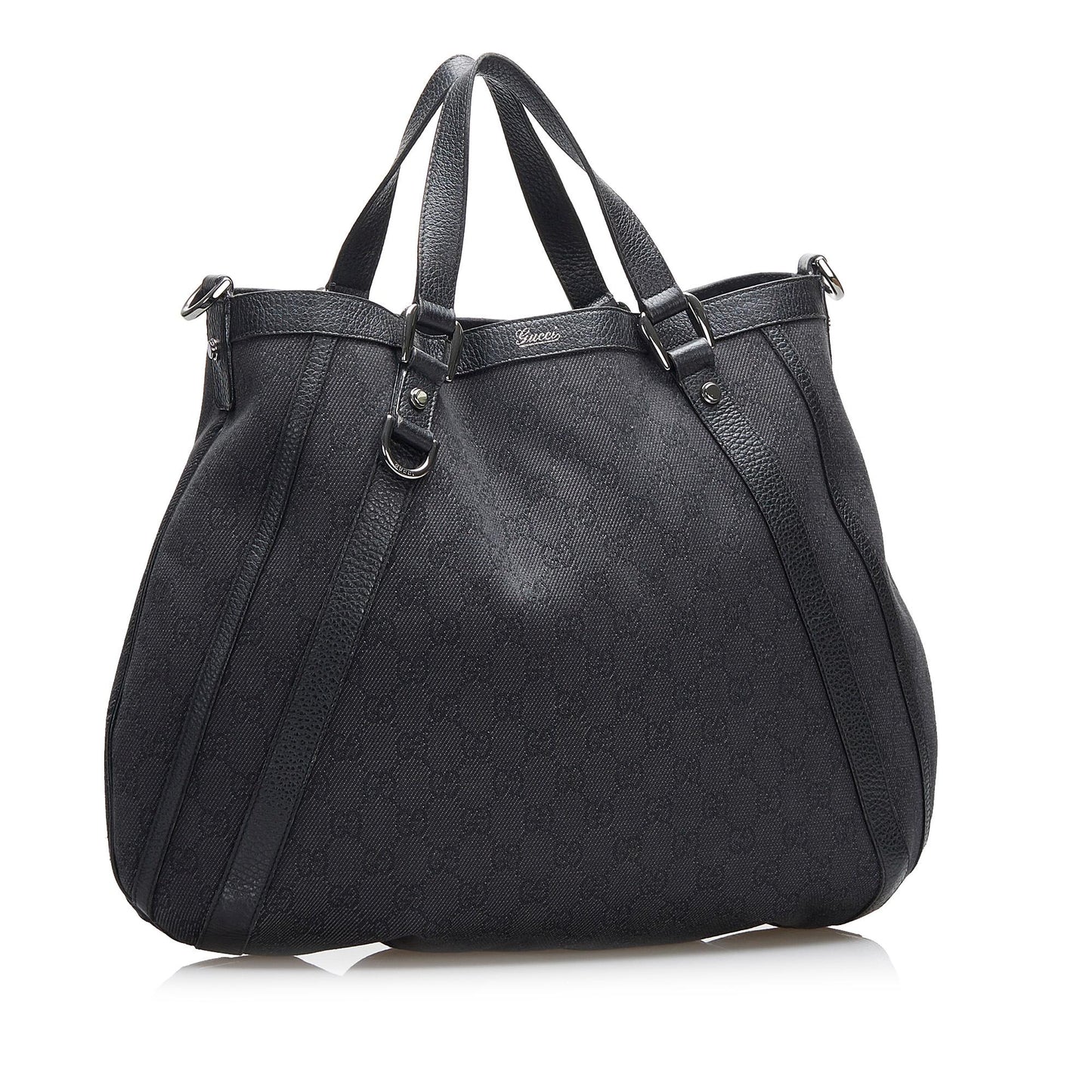 Gucci Abbey GG SHG-R2bVjk Canvas Black Satchel Bag