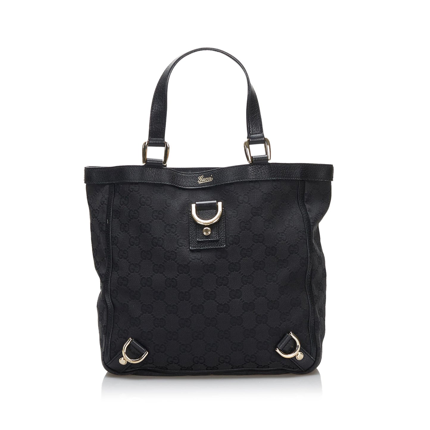 Gucci Abbey GG SHG Canvas Calf Black Tote Bag