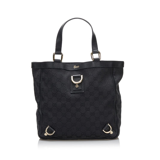 Gucci Abbey GG SHG Canvas Calf Black Tote Bag