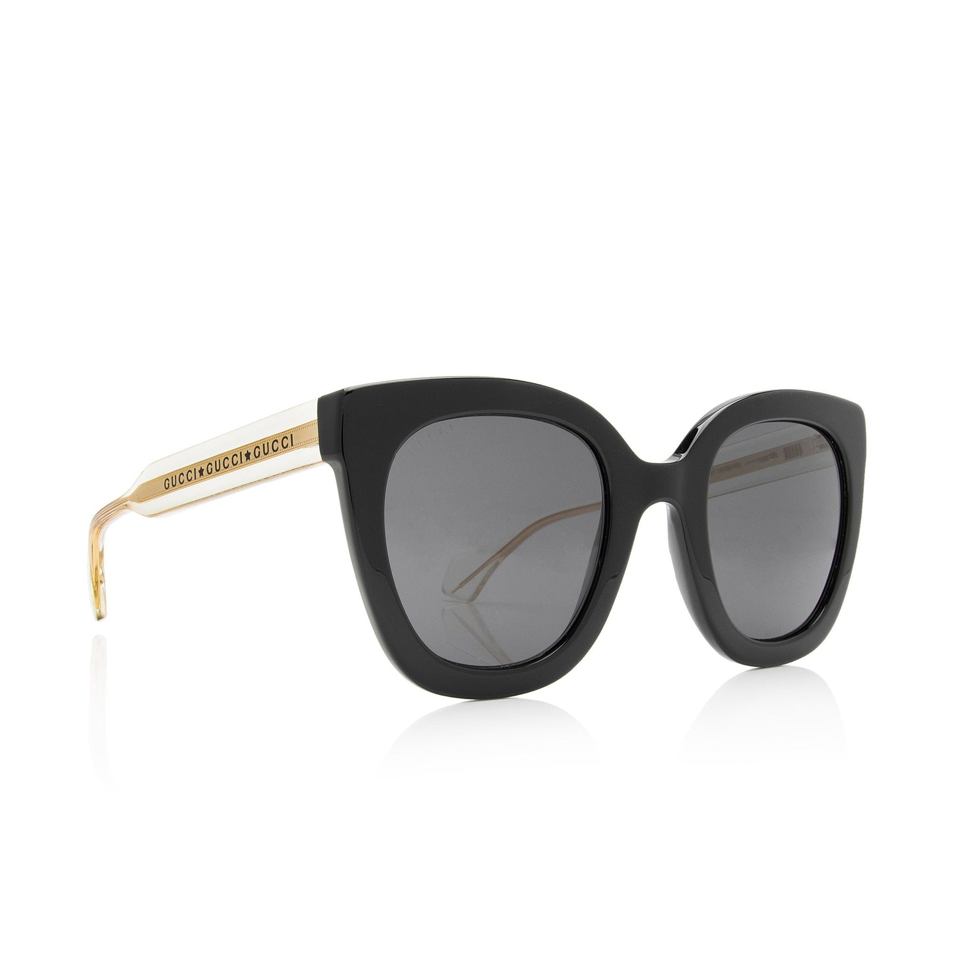 Gucci Anima Decor Cat Eye Sunglasses Black Gold Accessory