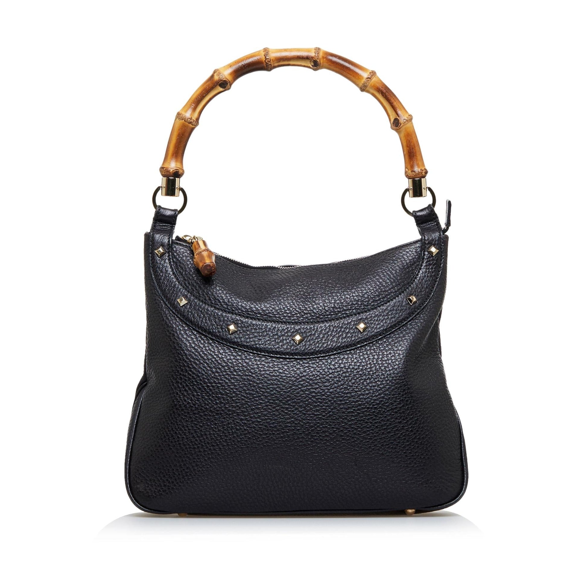 Gucci Anita Bamboo SHG-li9Kxh Calf Black Satchel Bag