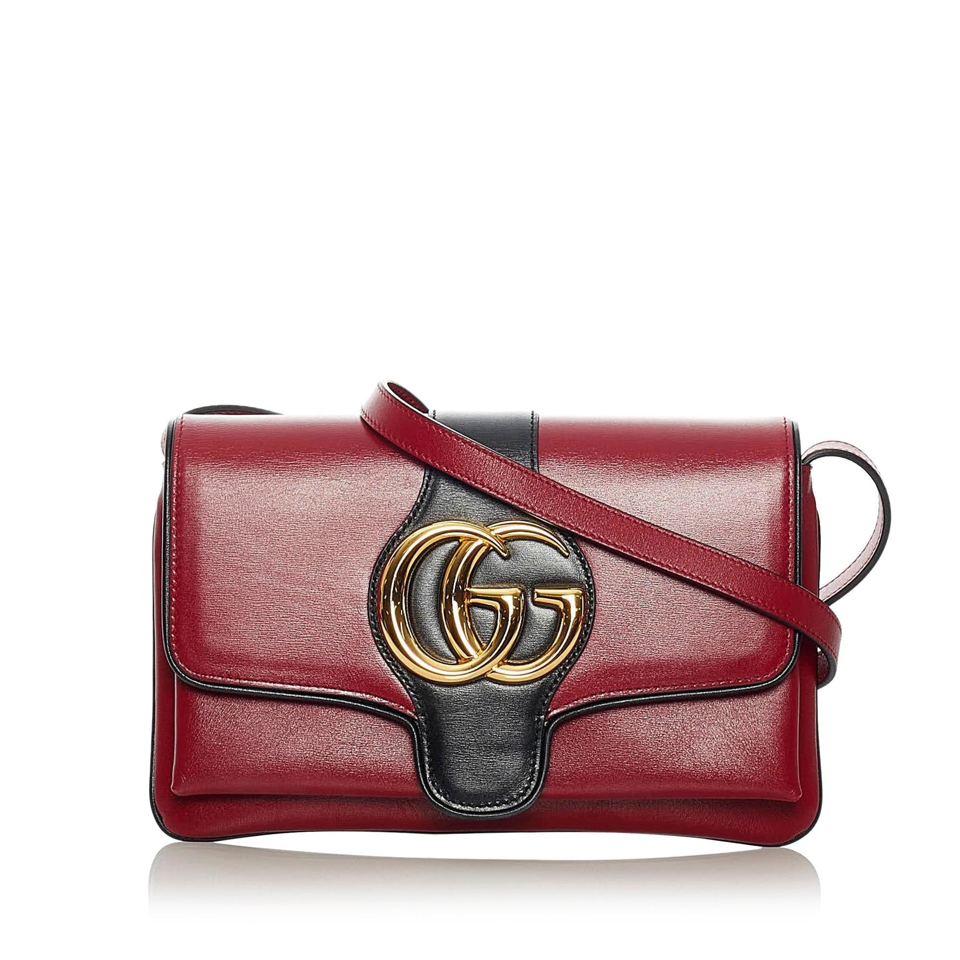 Gucci Arli SHG Leather Calf Black Red Crossbody Bag