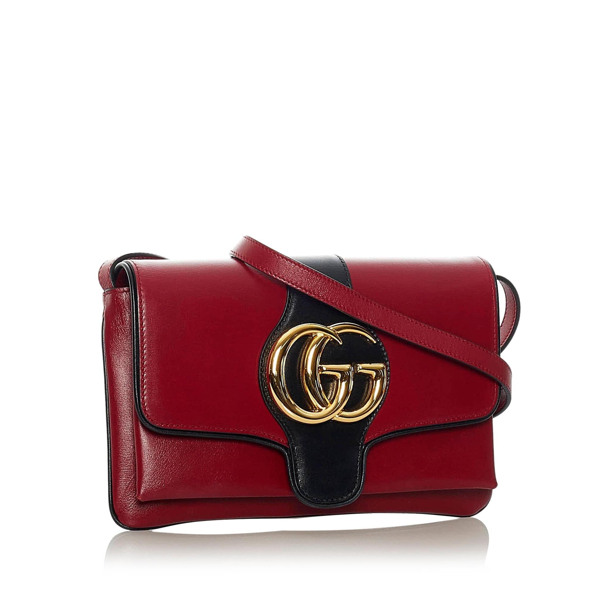 Gucci Arli SHG Leather Calf Black Red Crossbody Bag