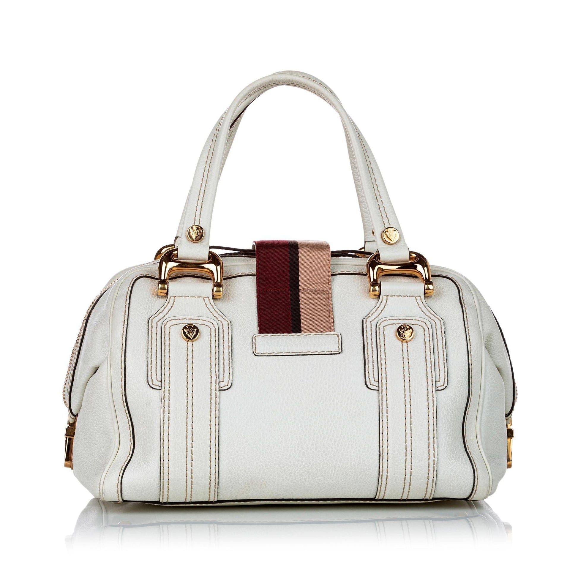 Gucci Aviatrix Boston SHG Leather Calf White Satchel Bag