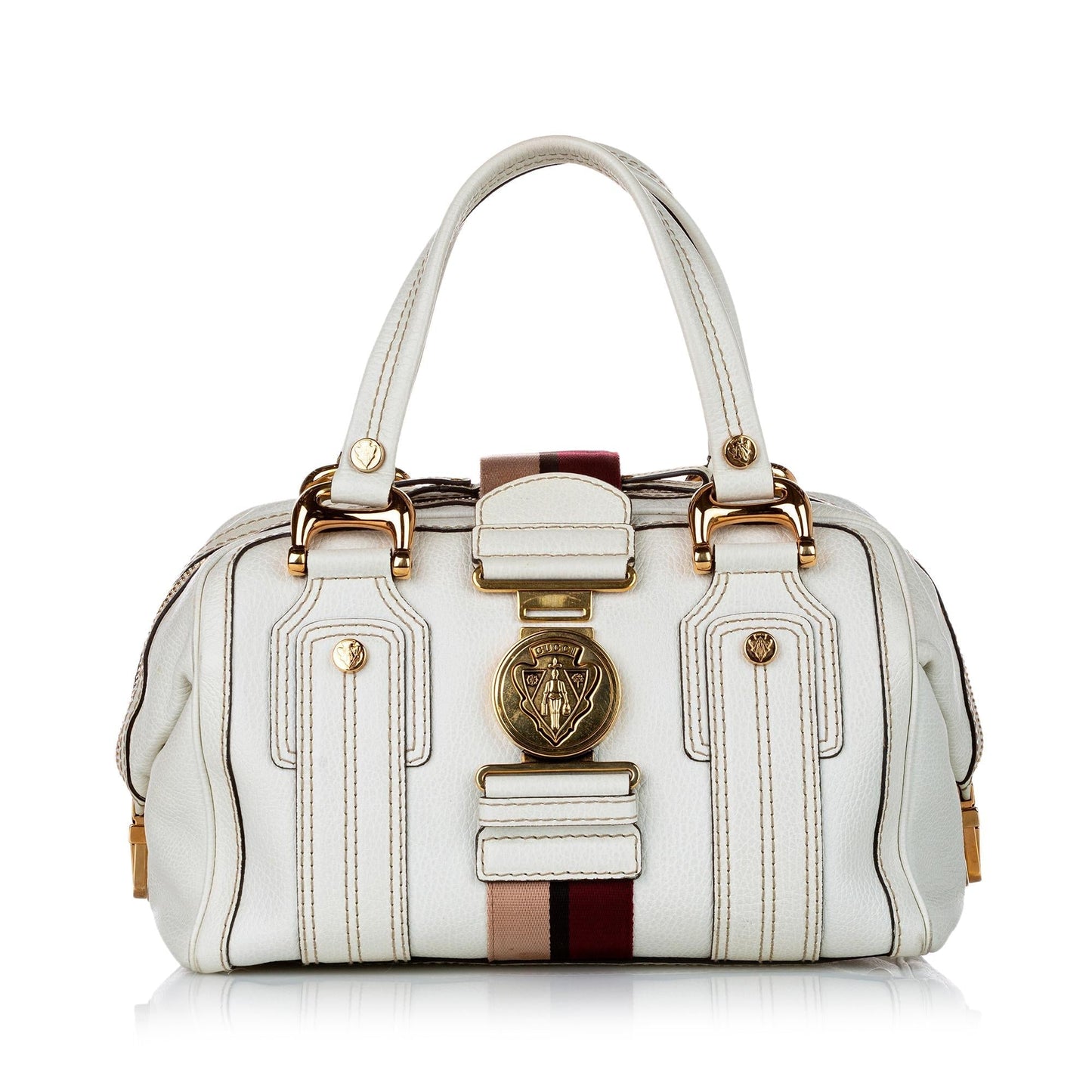 Gucci Aviatrix Boston SHG Leather Calf White Satchel Bag