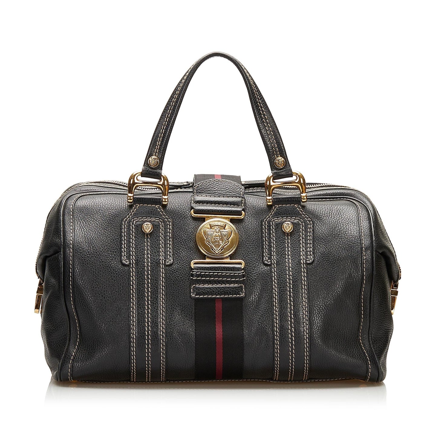Gucci Aviatrix Boston SHG Leather Calf Black Satchel Bag
