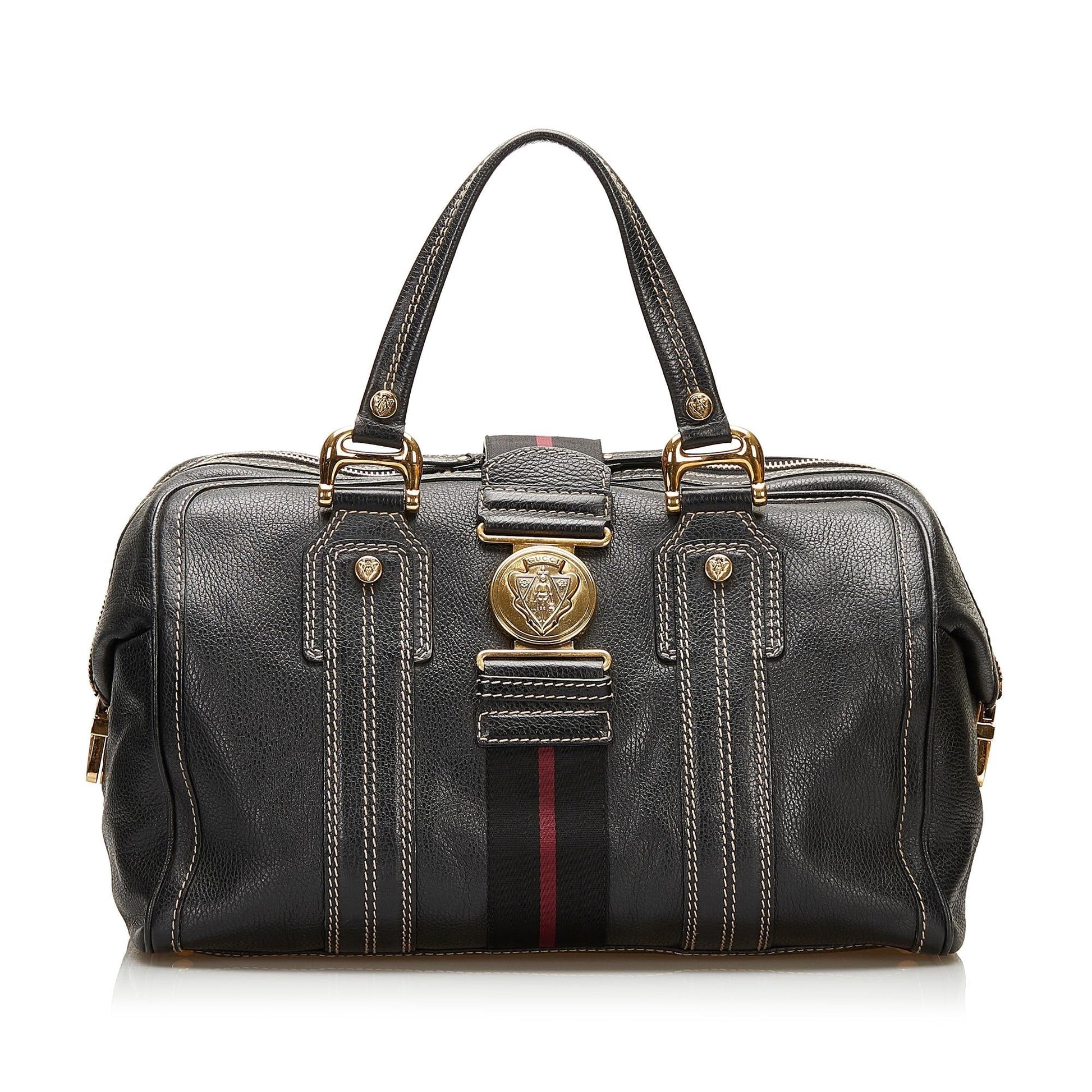 Gucci Aviatrix Boston SHG Leather Calf Black Satchel Bag