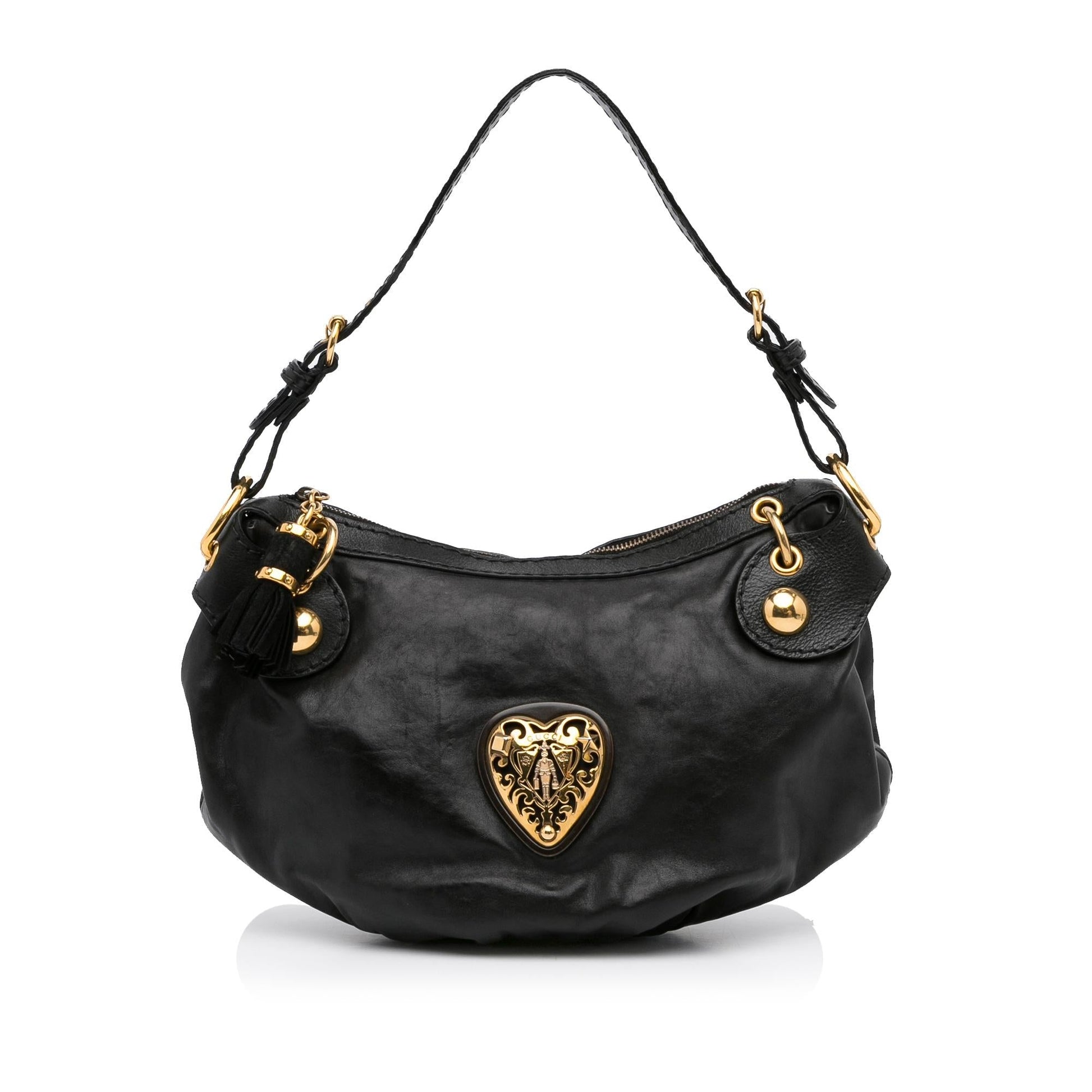Gucci Babouska Heart SHG-AJ8JX1 Calf Black Shoulder Bag