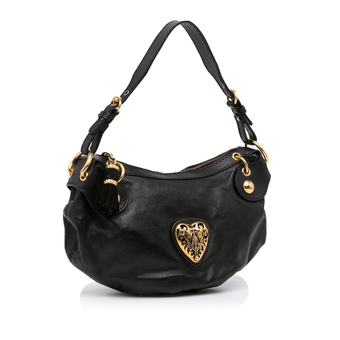 Gucci Babouska Heart SHG-AJ8JX1 Calf Black Shoulder Bag