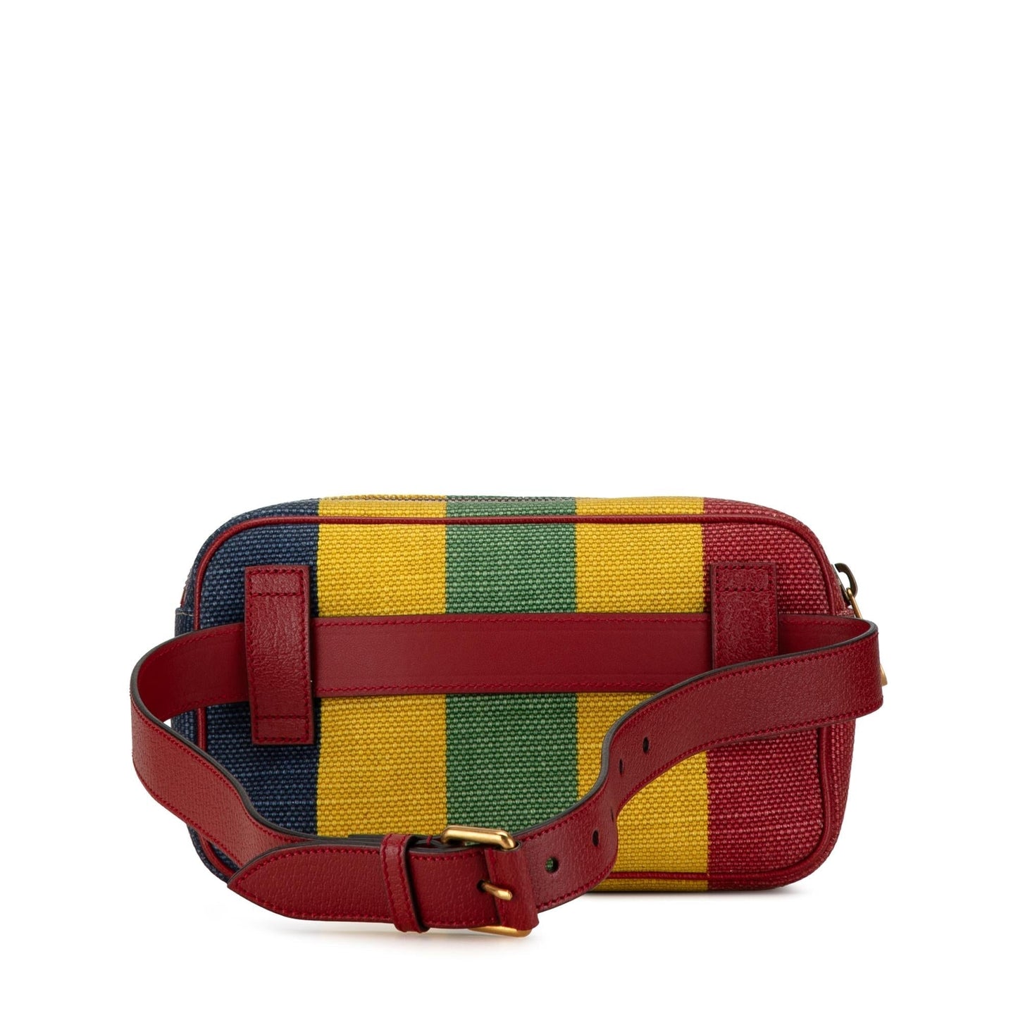 Gucci Baiadera Stripe Belt Canvas Calf Red Accessory Belt Bag