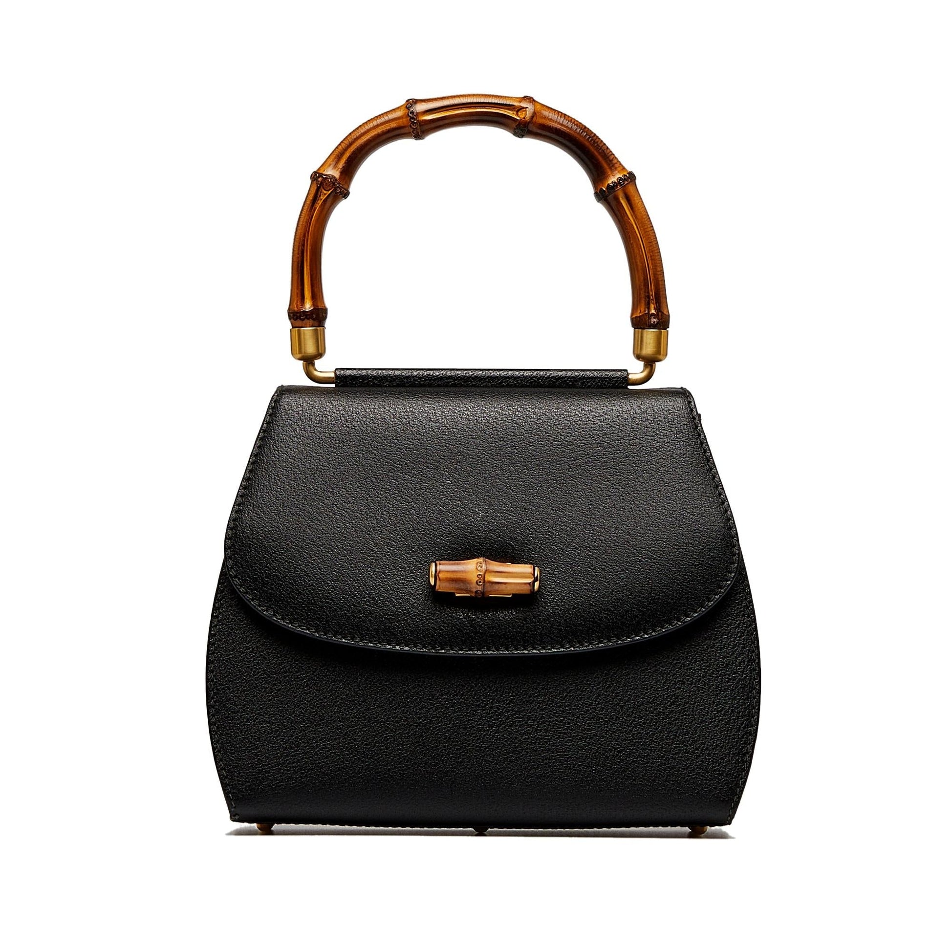 Gucci Bamboo SHG-MxGuan Satin Black Satchel Bag