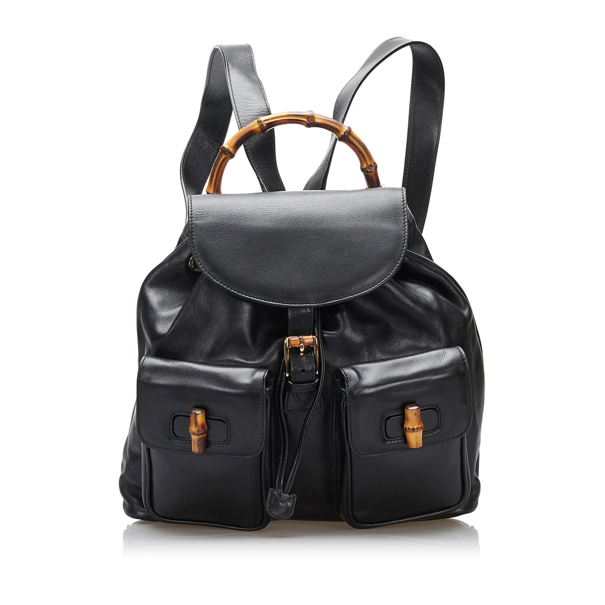 Gucci Bamboo Backpack SHG Calf Black