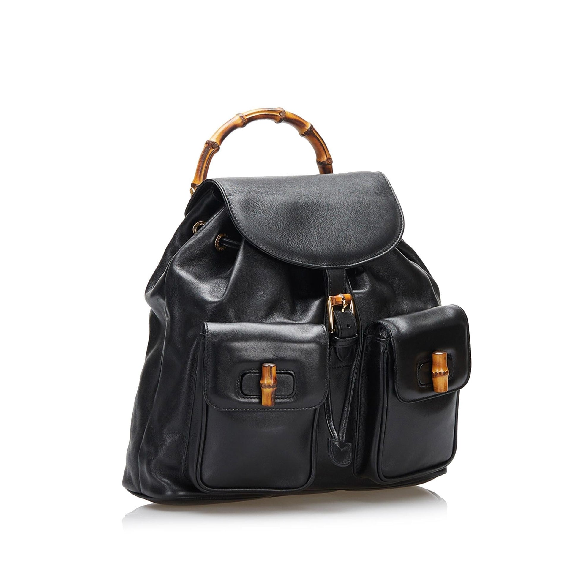 Gucci Bamboo Backpack SHG Calf Black