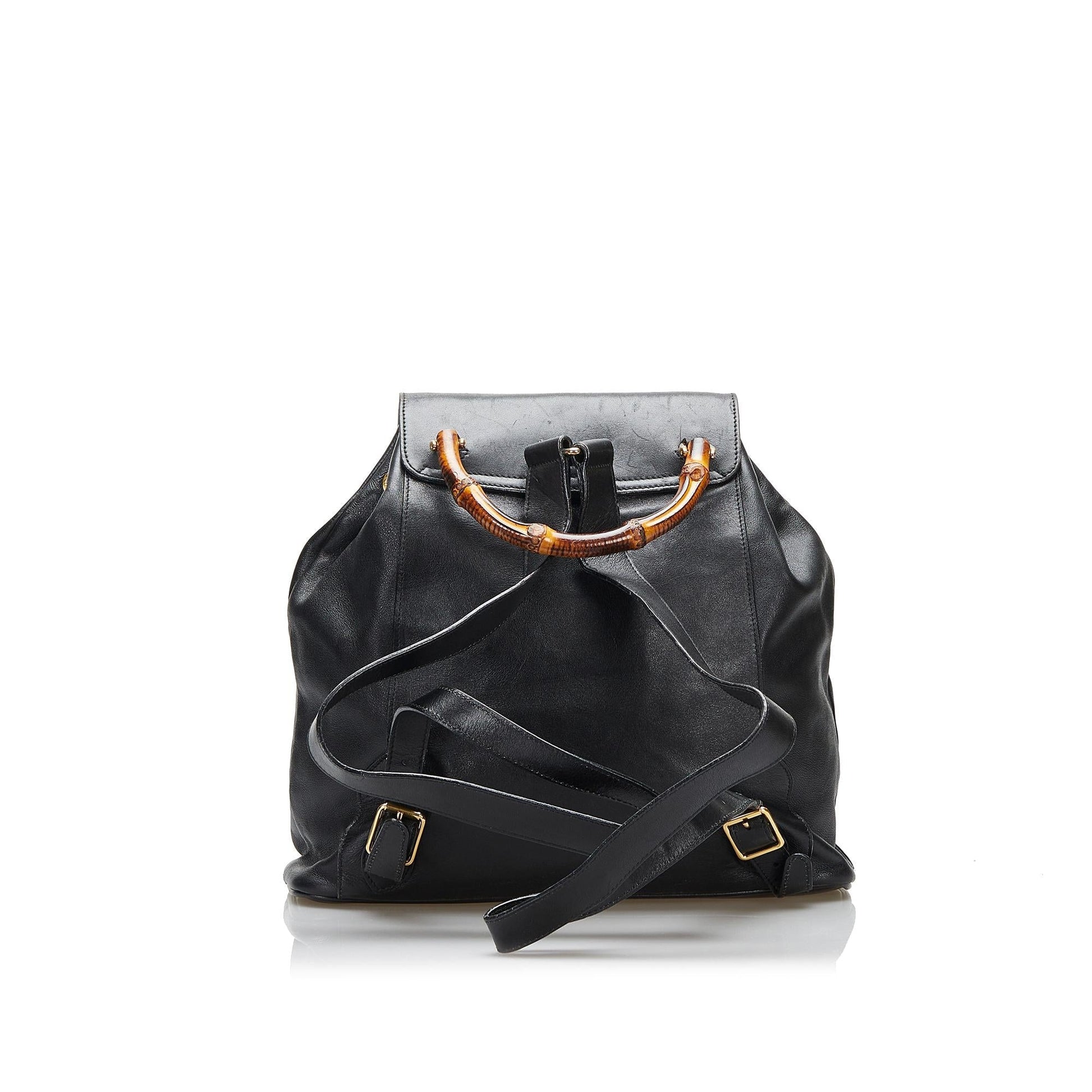 Gucci Bamboo Backpack SHG-Pv91h6 Calf Black