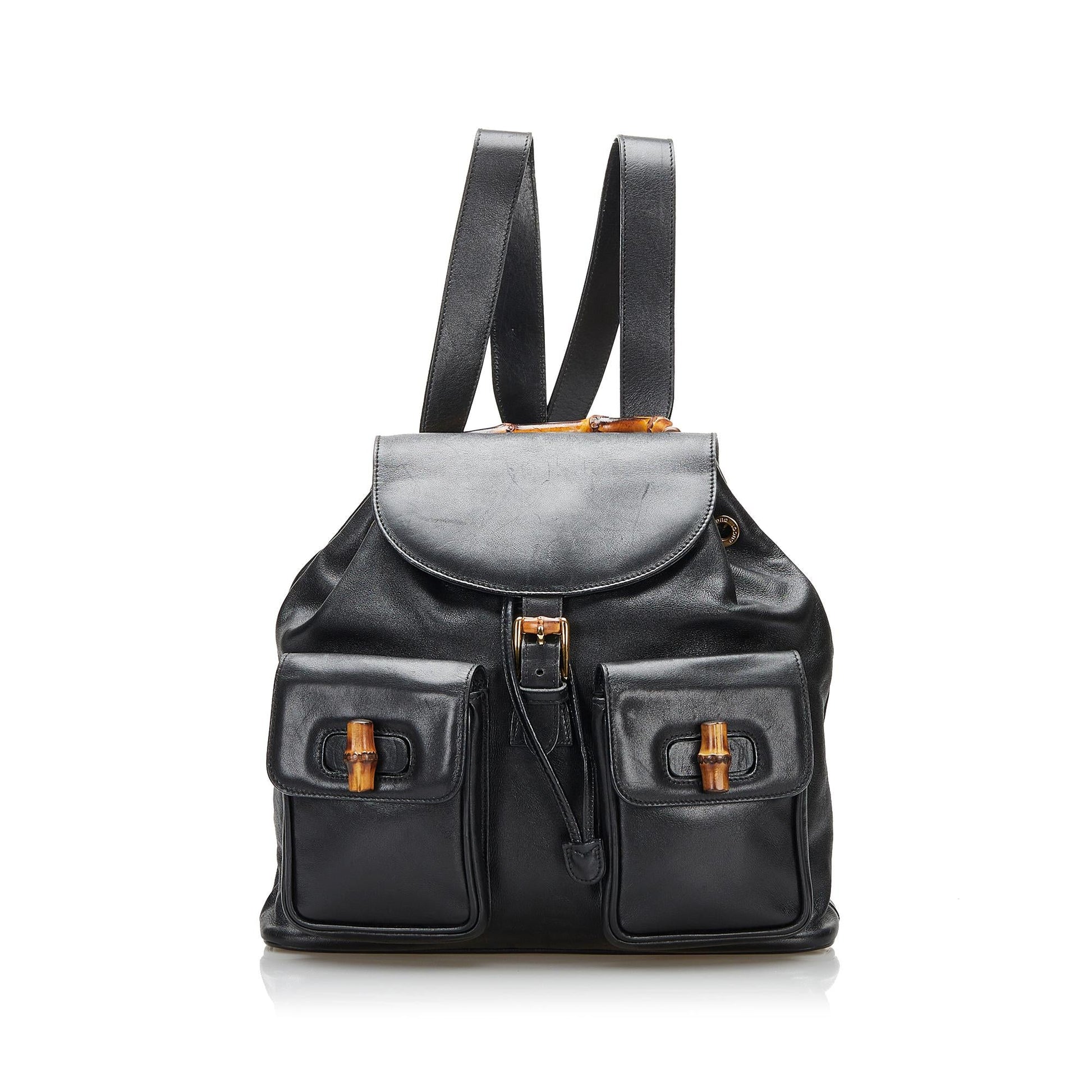 Gucci Bamboo Backpack SHG-Pv91h6 Calf Black