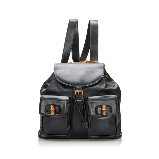 Gucci Bamboo Backpack SHG-Pv91h6 Calf Black