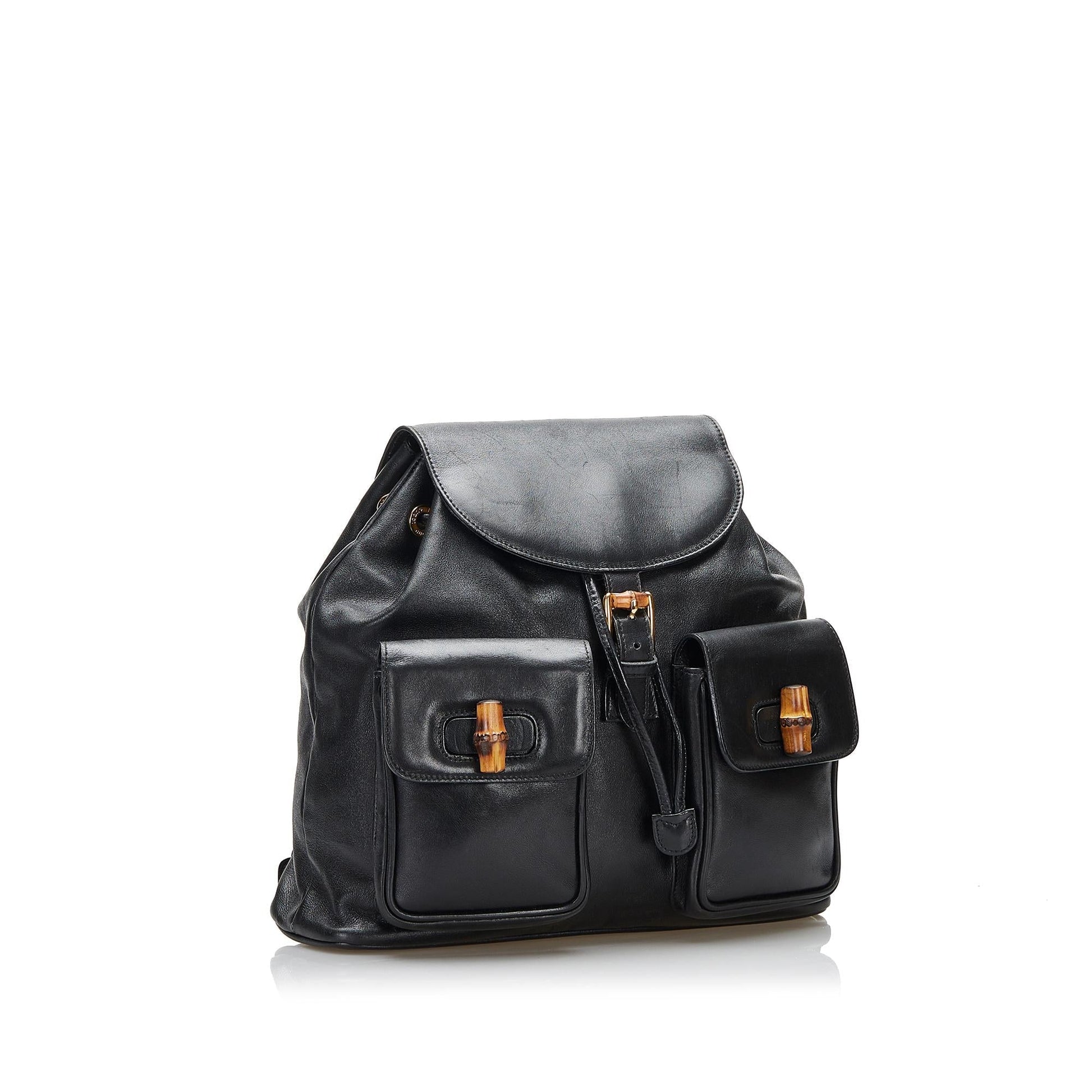 Gucci Bamboo Backpack SHG-Pv91h6 Calf Black