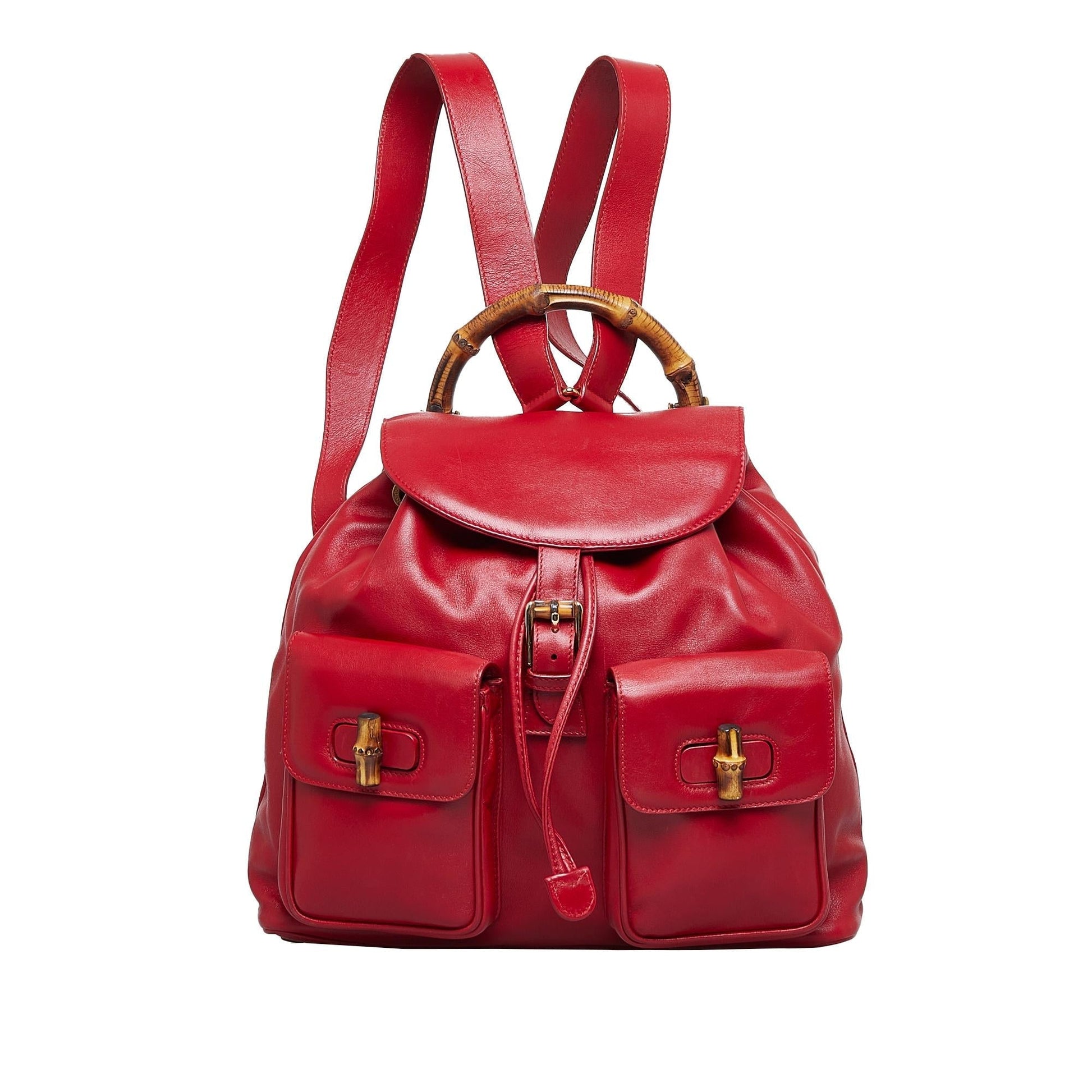 Gucci Bamboo Backpack SHG-3J7bfN Calf Red