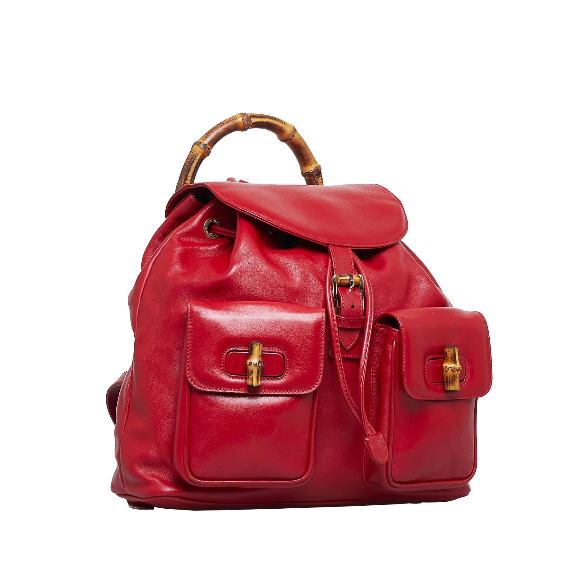 Gucci Bamboo Backpack SHG-3J7bfN Calf Red