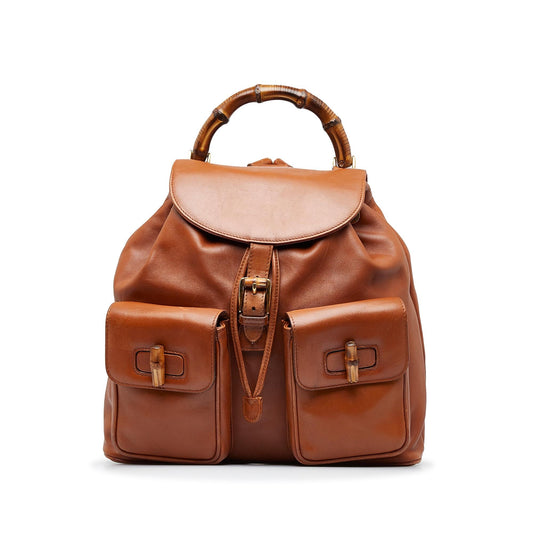 Gucci Bamboo Backpack SHG-UDftm6 Calf Brown