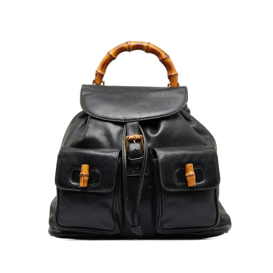 Gucci Bamboo Backpack SHG-5DTmxc Calf Black