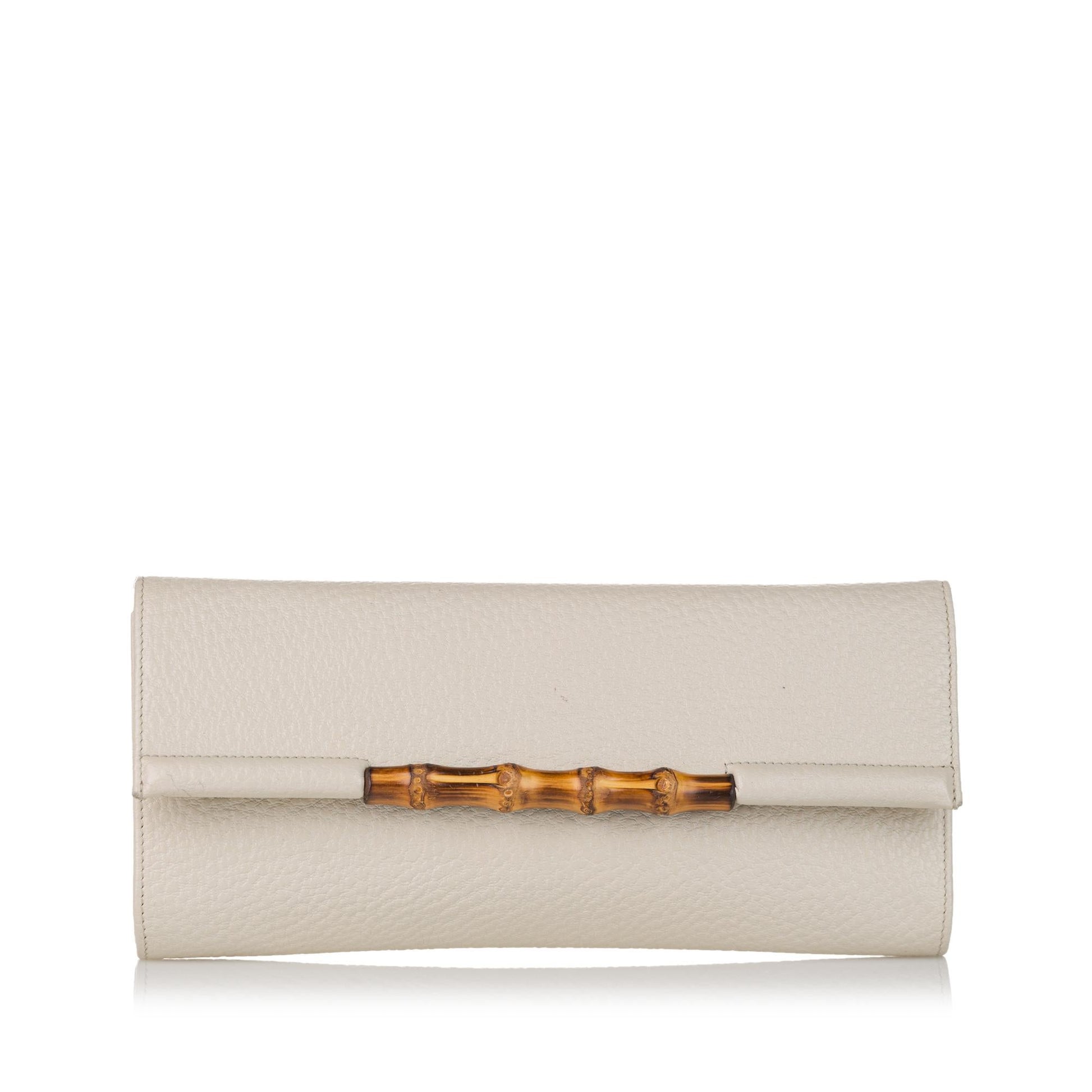 Gucci Bamboo Bar SHG Calf White Crossbody Bag
