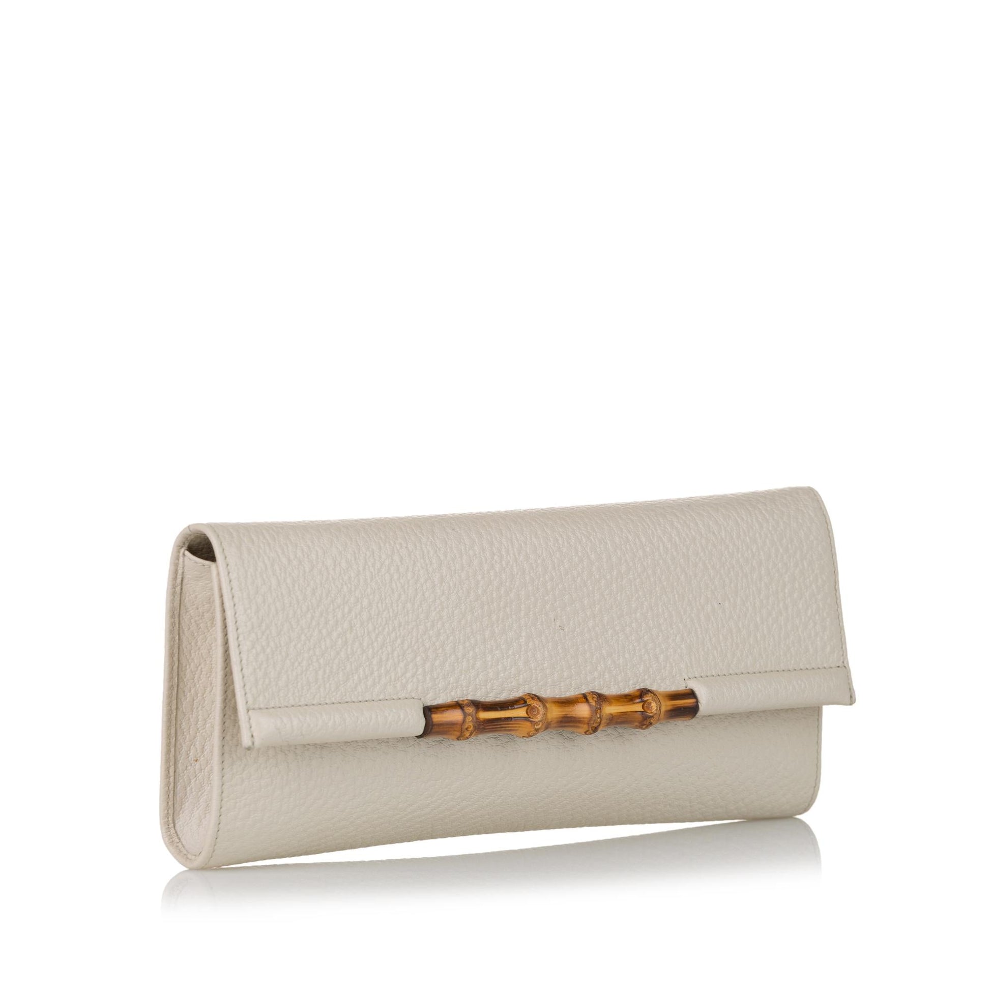 Gucci Bamboo Bar SHG Calf White Crossbody Bag