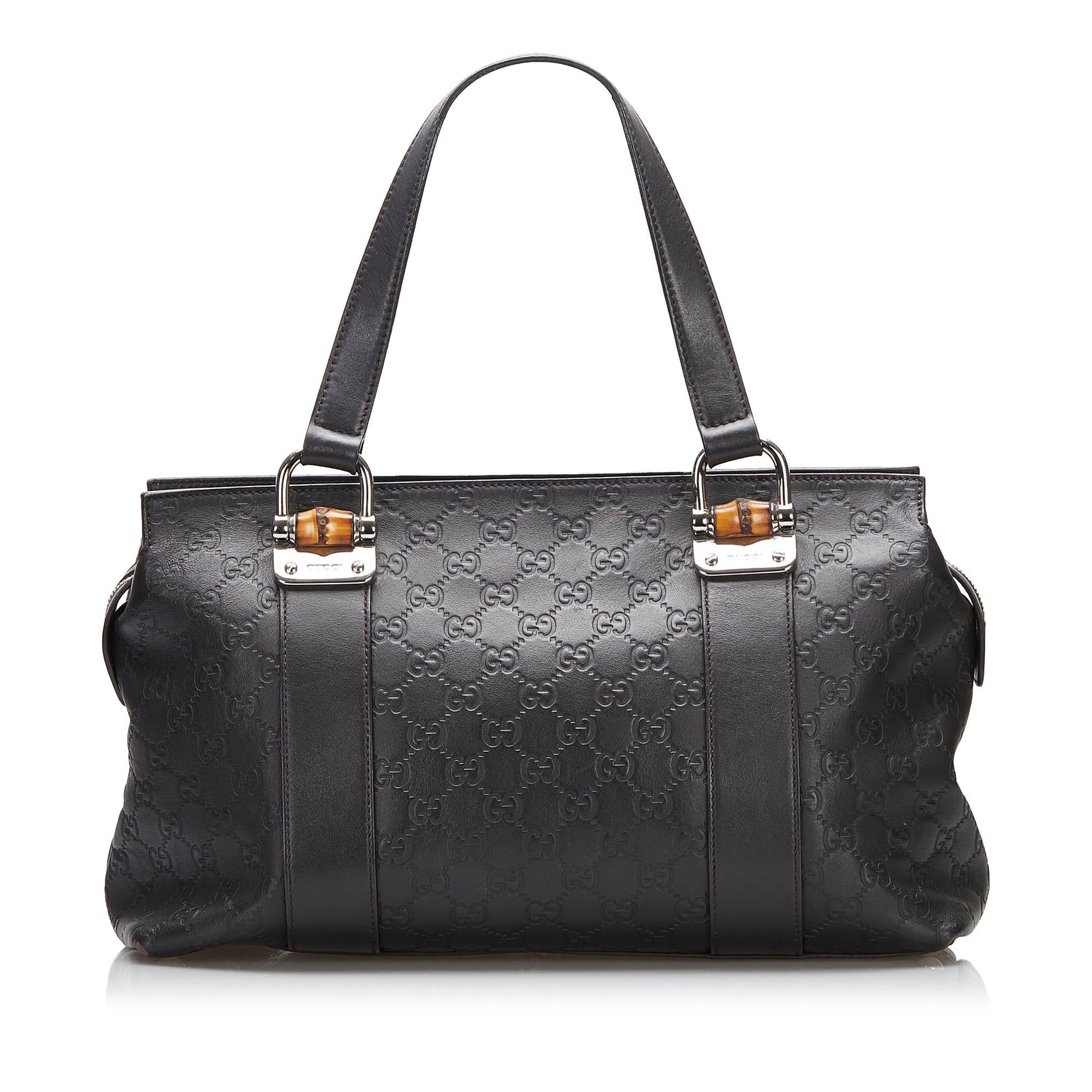 Gucci Bamboo Bar Guccissima SHG-5c7shZ Calf Black Satchel Bag