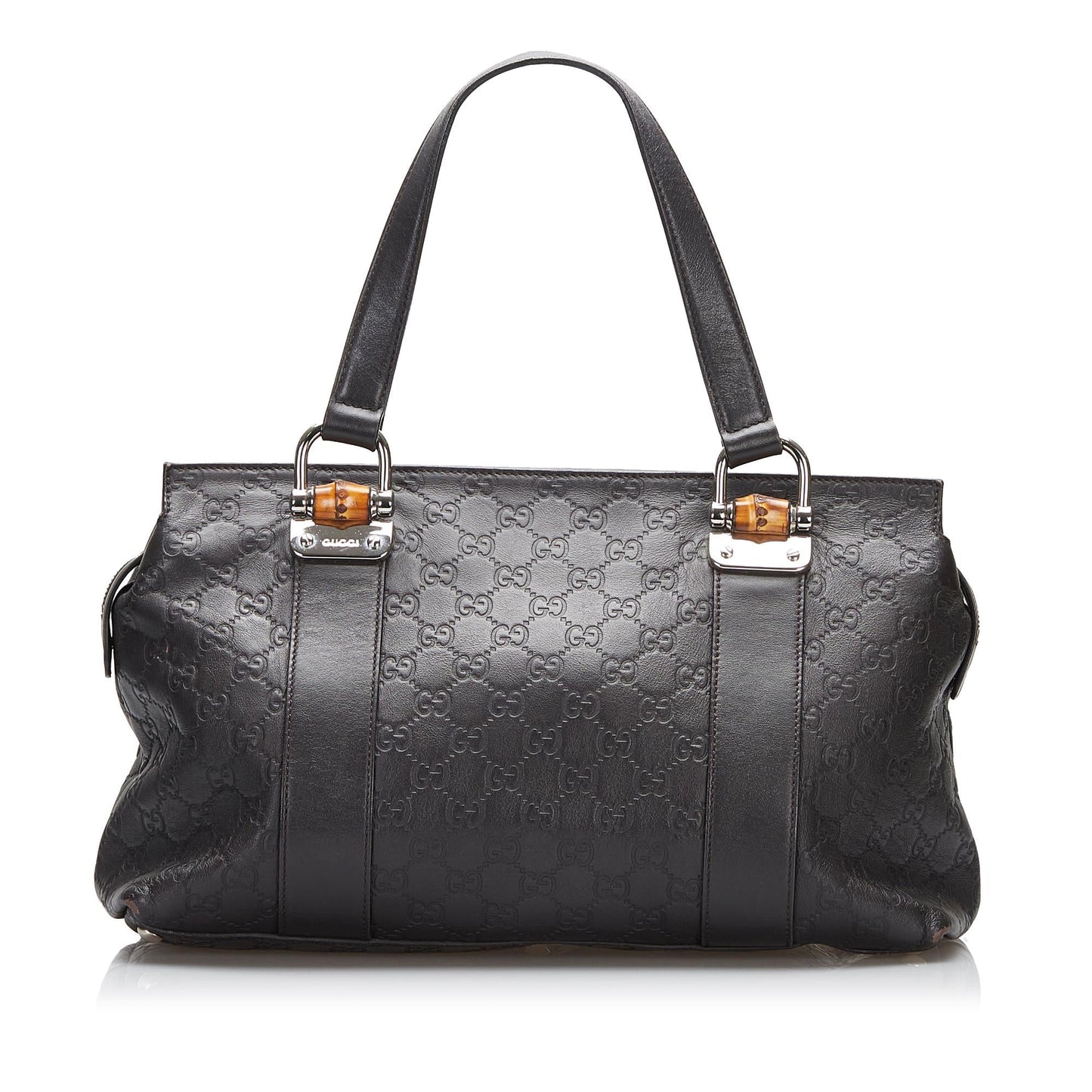 Gucci Bamboo Bar Guccissima SHG-5c7shZ Calf Black Satchel Bag