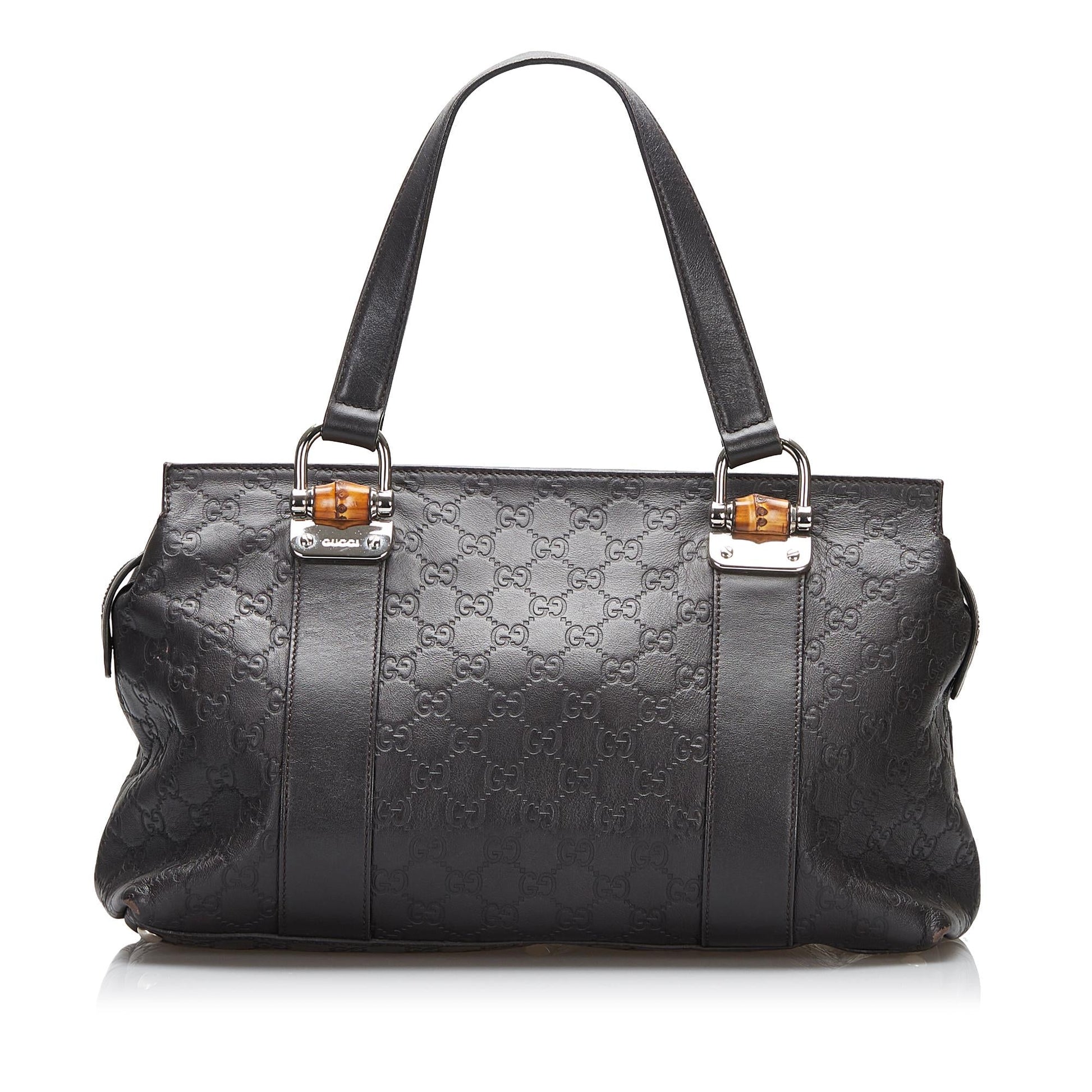 Gucci Bamboo Bar Guccissima SHG-5c7shZ Calf Black Satchel Bag
