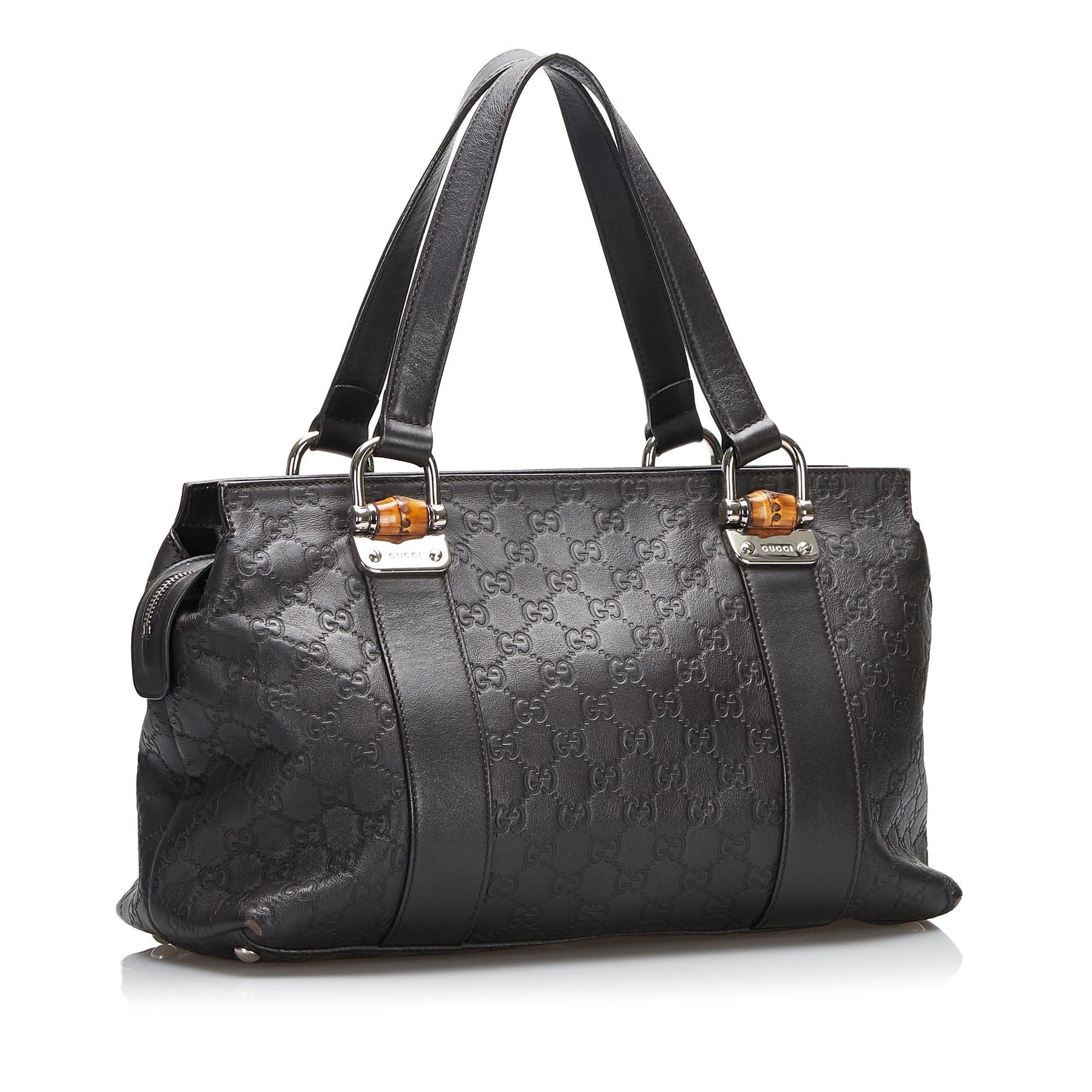 Gucci Bamboo Bar Guccissima SHG-5c7shZ Calf Black Satchel Bag