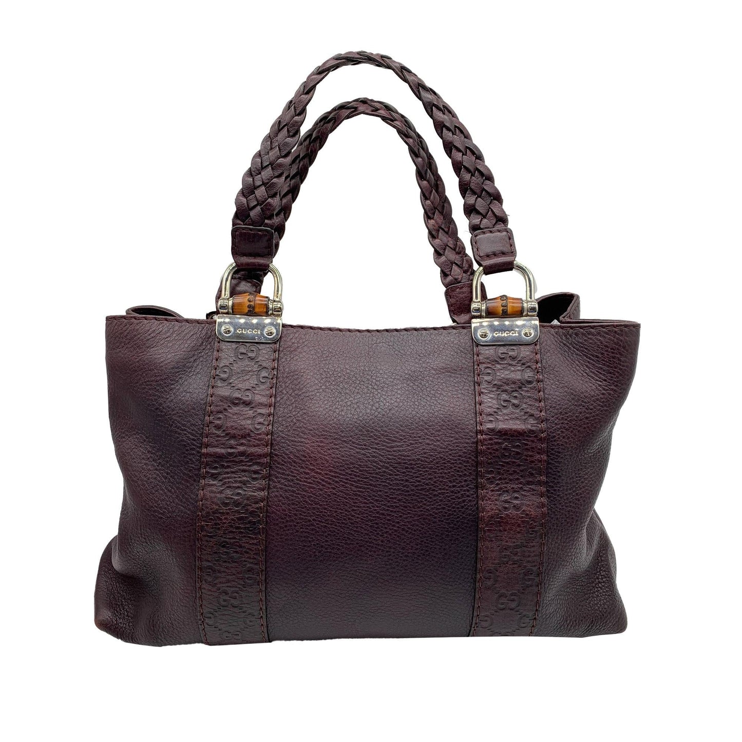 Gucci Bamboo Bar SHG Leather Calf Red Tote Bag