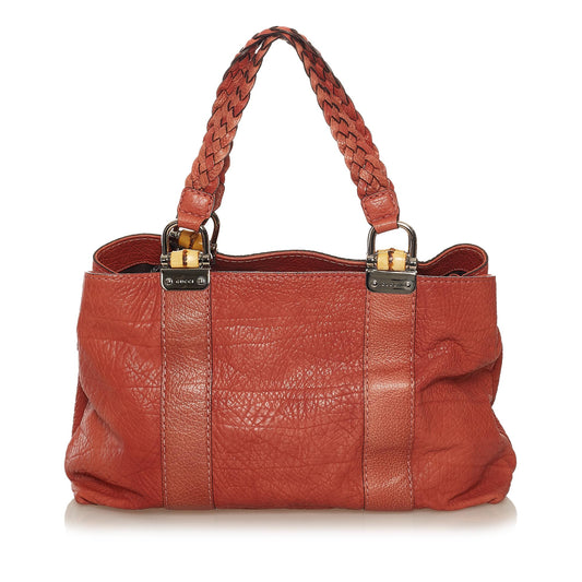 Gucci Bamboo Bar SHG-KsAjg1 Leather Calf Red Tote Bag
