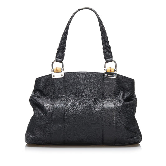 Gucci Bamboo Bar SHG-7pUjvU Calf Black Tote Bag