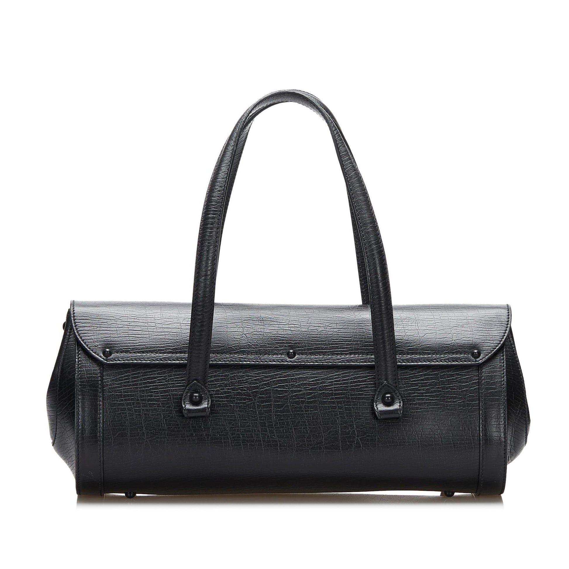 Gucci Bamboo Bullet SHG-mV1Nbs Calf Black Satchel Bag