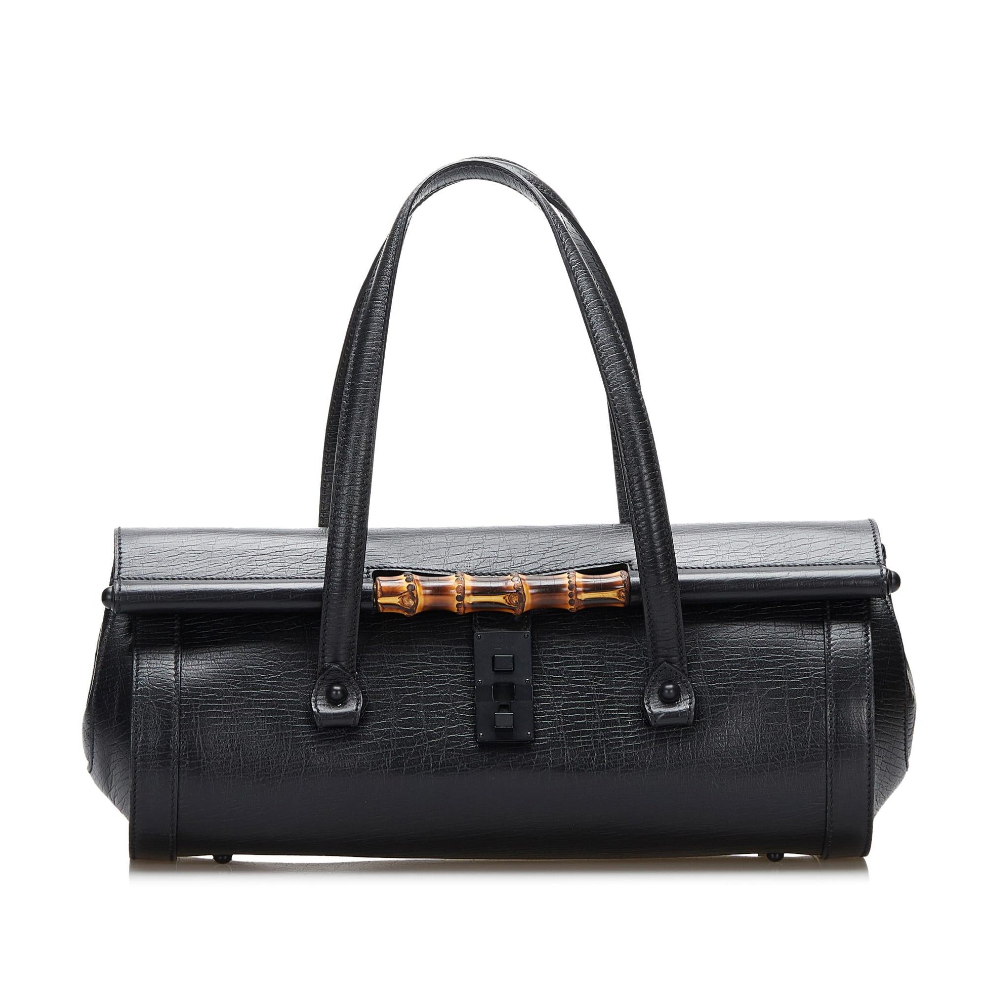 Gucci Bamboo Bullet SHG-mV1Nbs Calf Black Satchel Bag