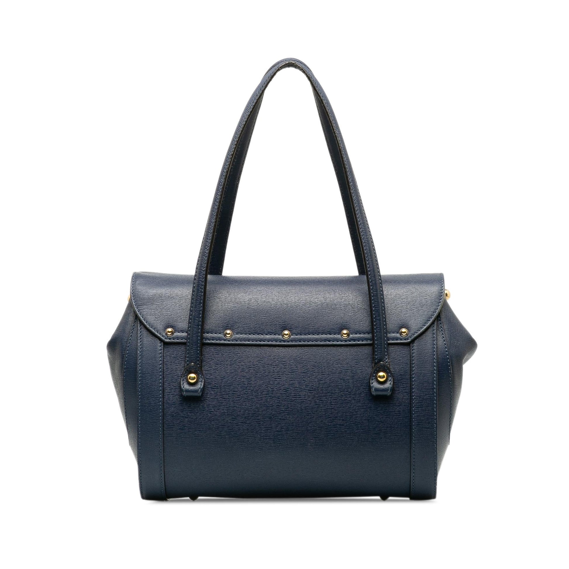 Gucci Bamboo Bullet SHG-T8uI5q Calf Blue Top Handle Shoulder Bag