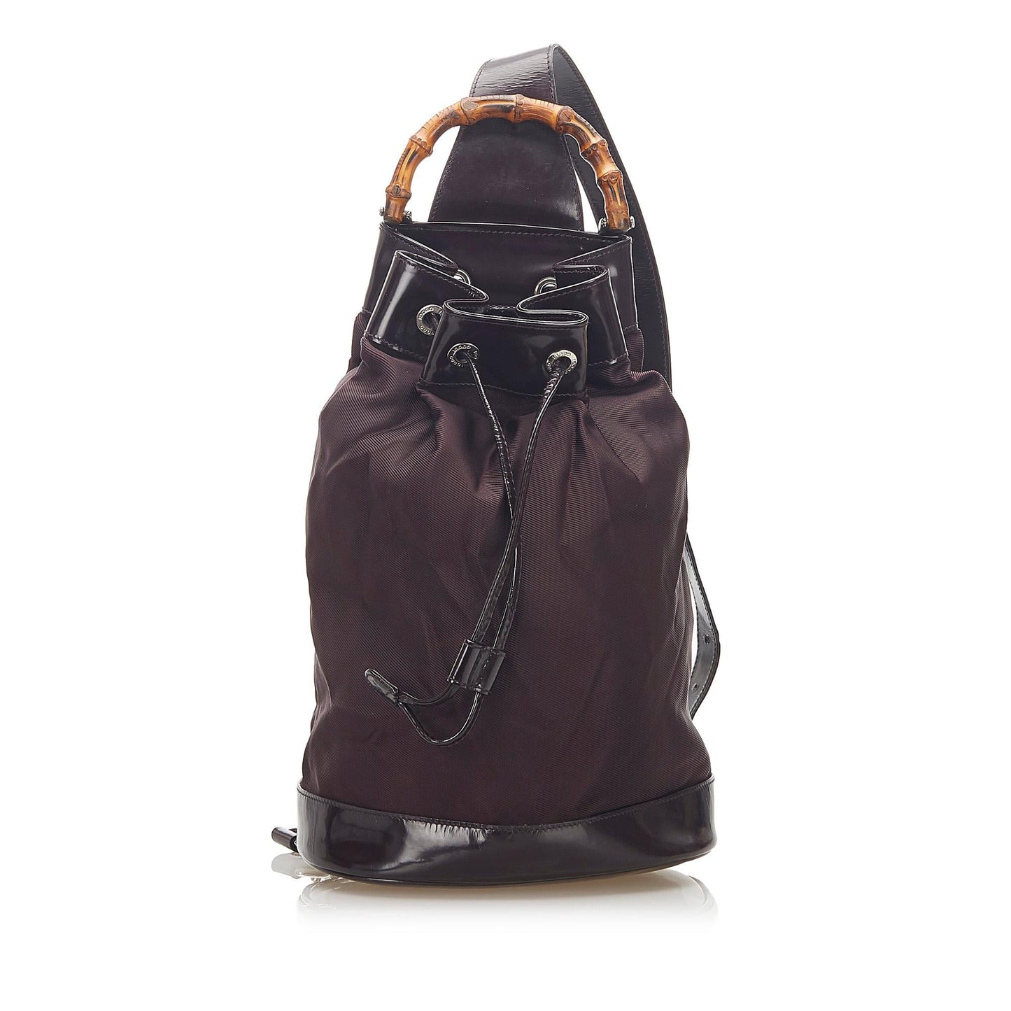 Gucci Bamboo Drawstring Backpack SHG Canvas Black Jewelry