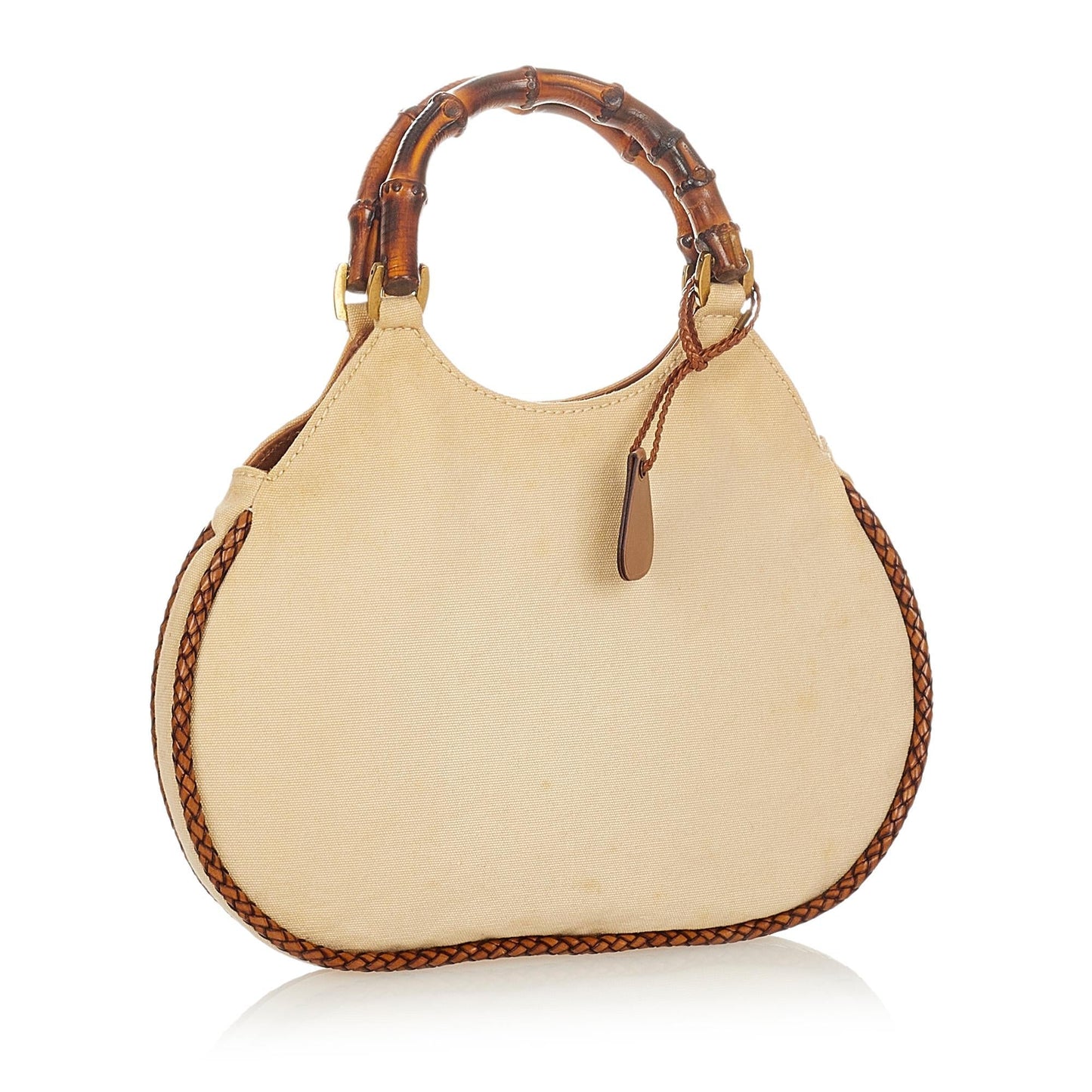 Gucci Bamboo SHG Canvas Brown Satchel Bag