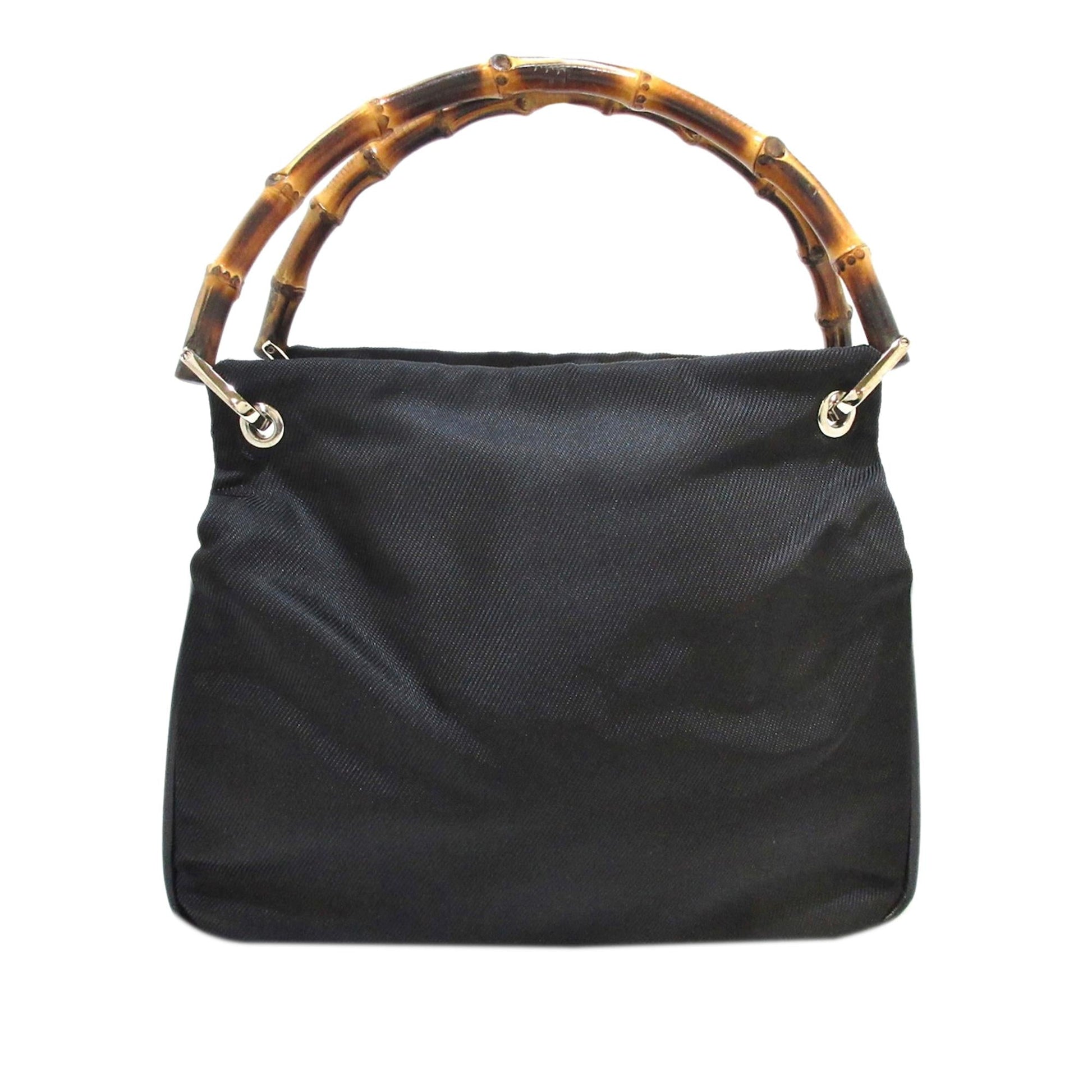 Gucci Bamboo SHG Canvas Black Brown Satchel Bag
