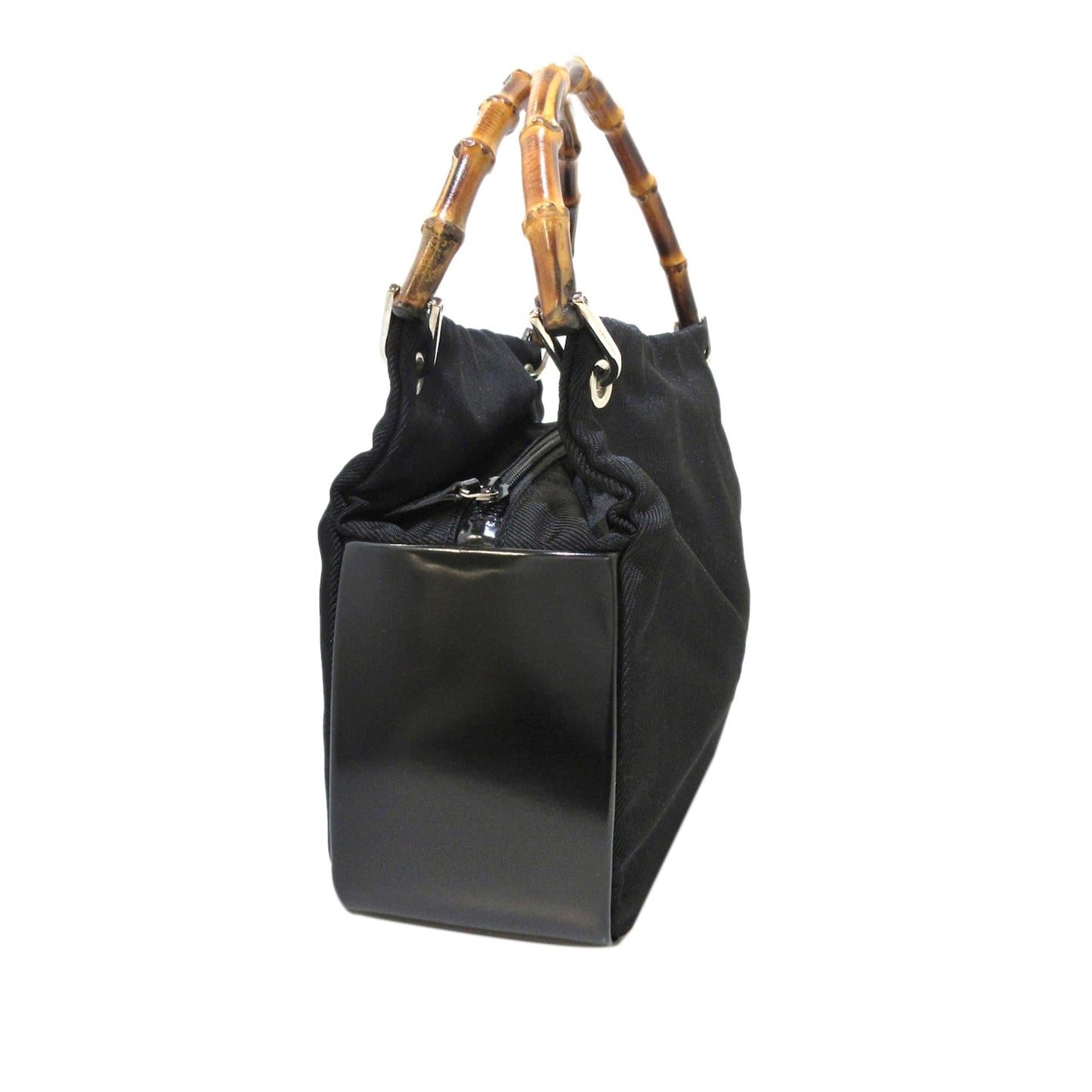 Gucci Bamboo SHG Canvas Black Brown Satchel Bag