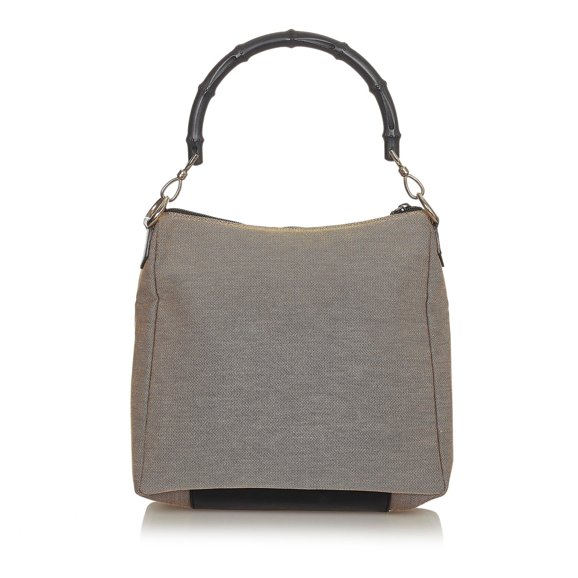 Gucci Bamboo SHG-fCN2xU Canvas Brown Satchel Bag