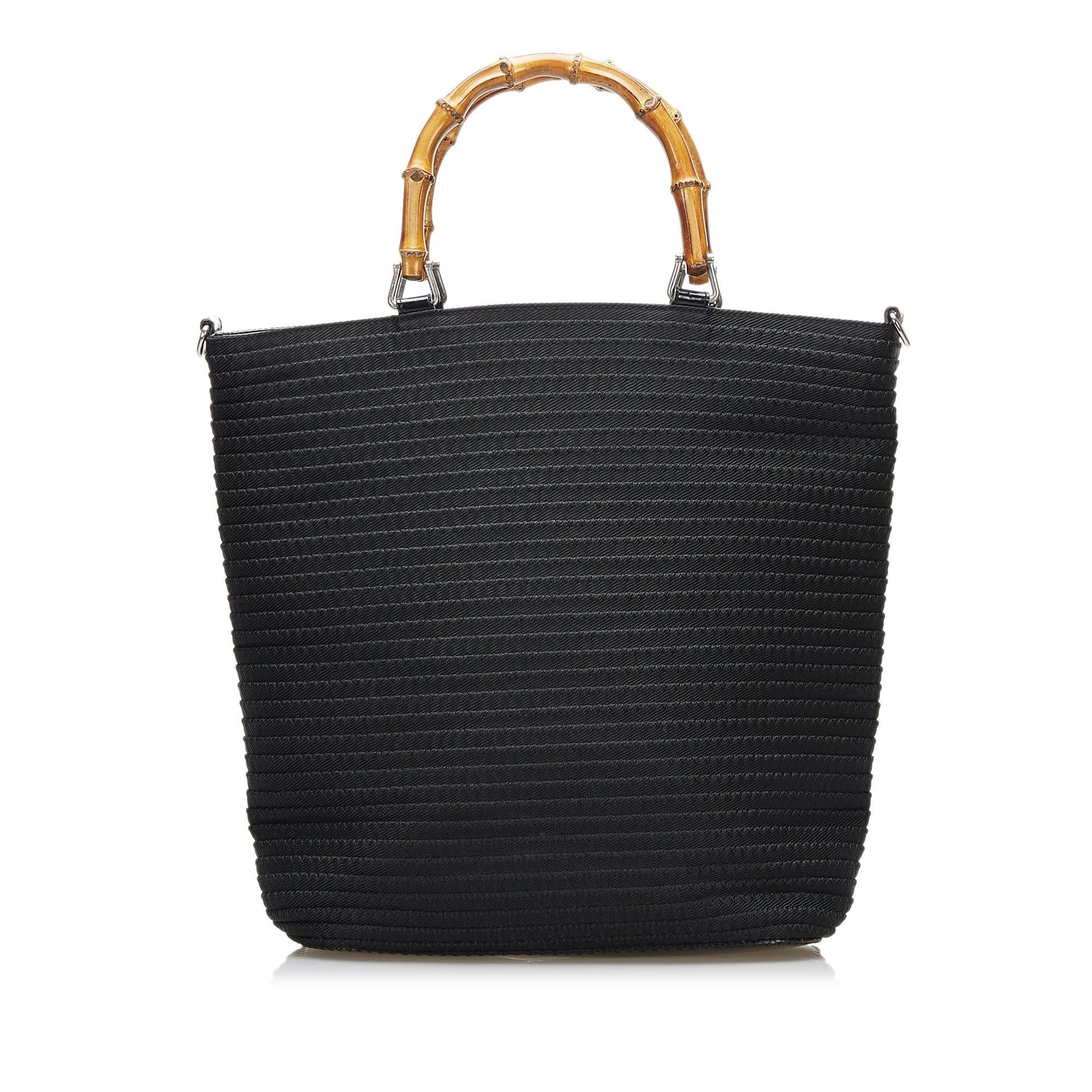 Gucci Bamboo SHG Canvas Black Satchel Bag Satchel Shg