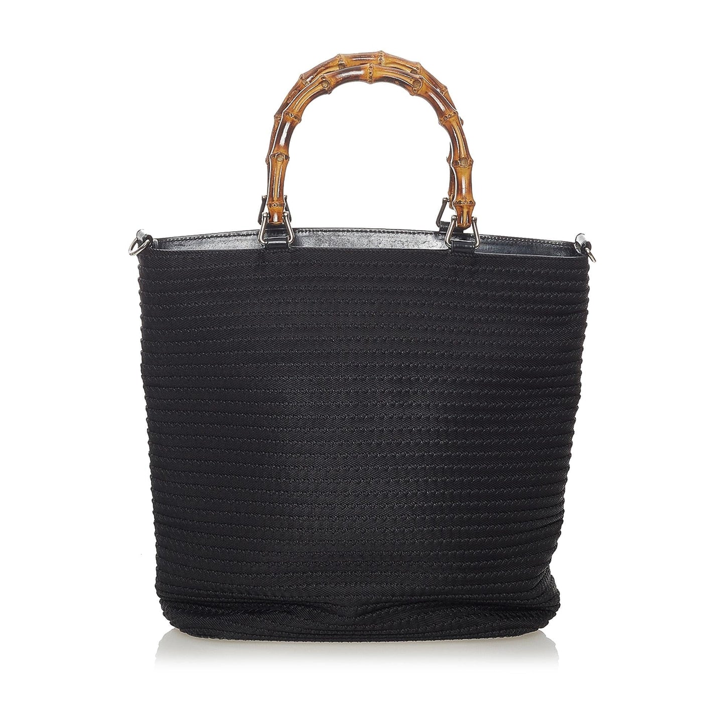 Gucci Bamboo SHG-0VJXo9 Canvas Black Satchel Bag