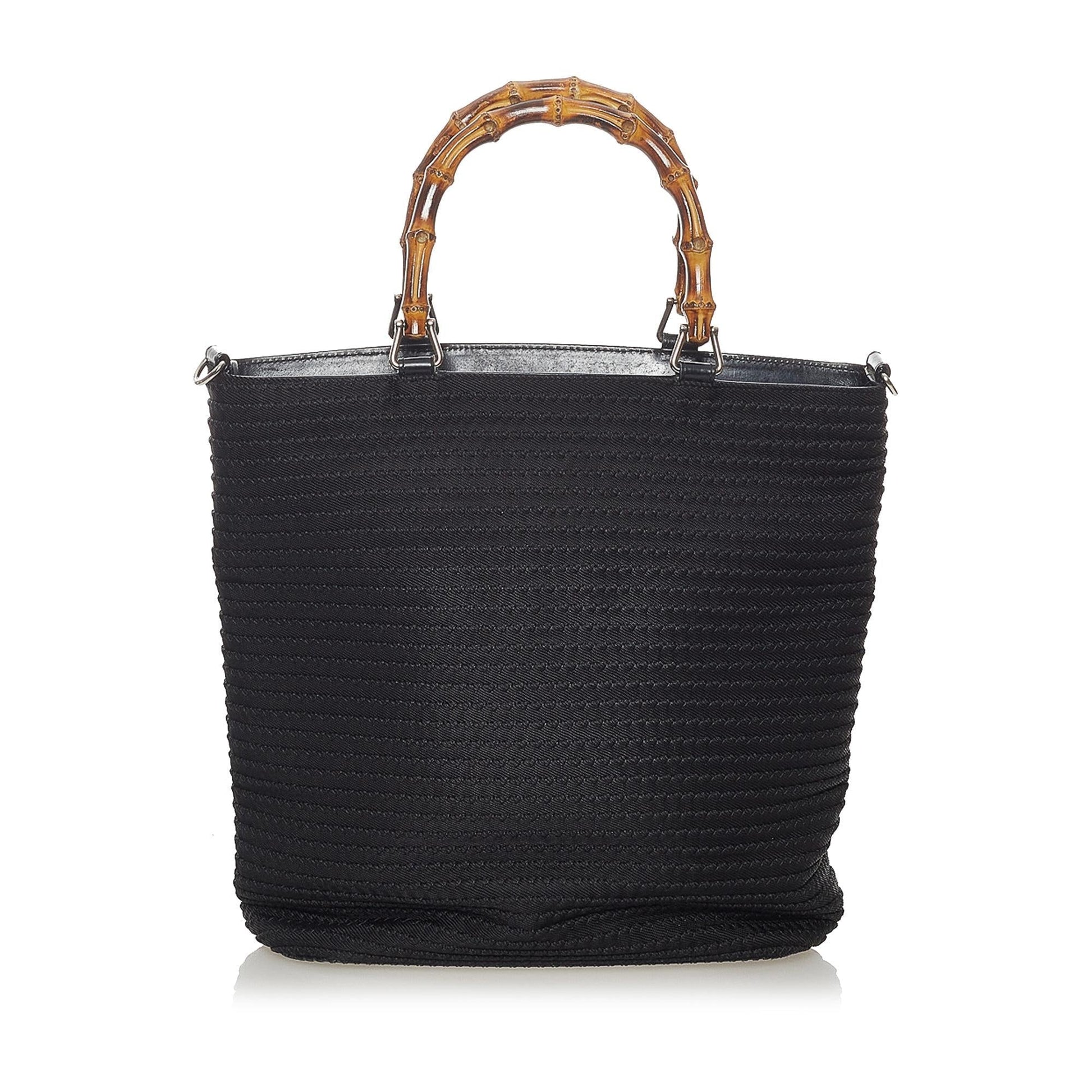 Gucci Bamboo SHG-0VJXo9 Canvas Black Satchel Bag