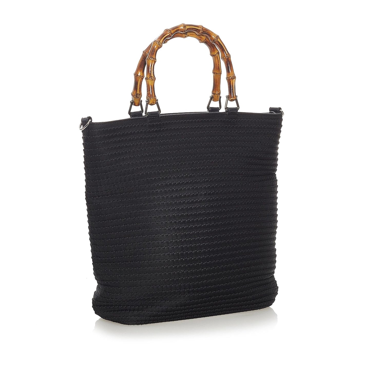 Gucci Bamboo SHG-0VJXo9 Canvas Black Satchel Bag