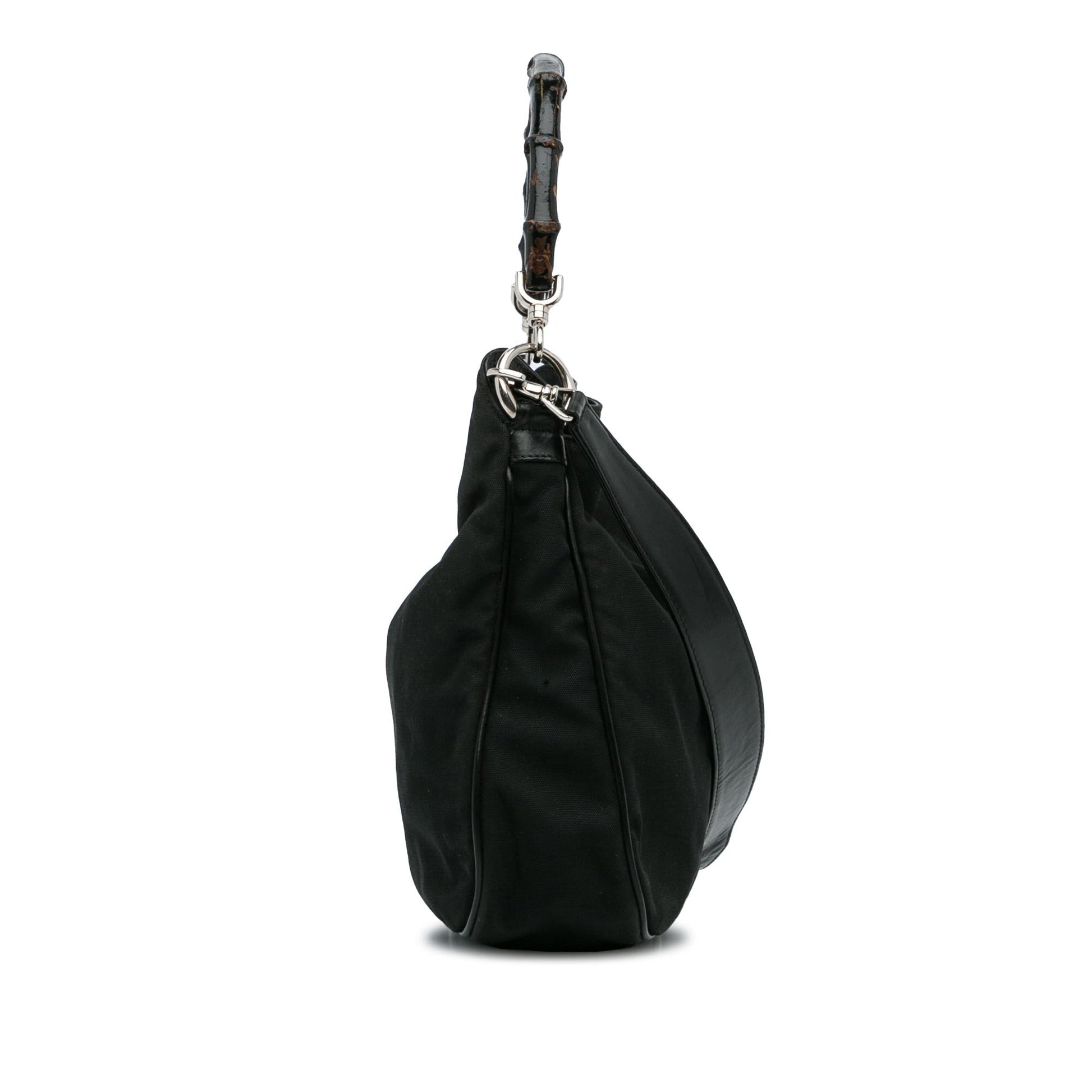 Gucci Bamboo SHG-vwizBa Canvas Calf Black Satchel Bag